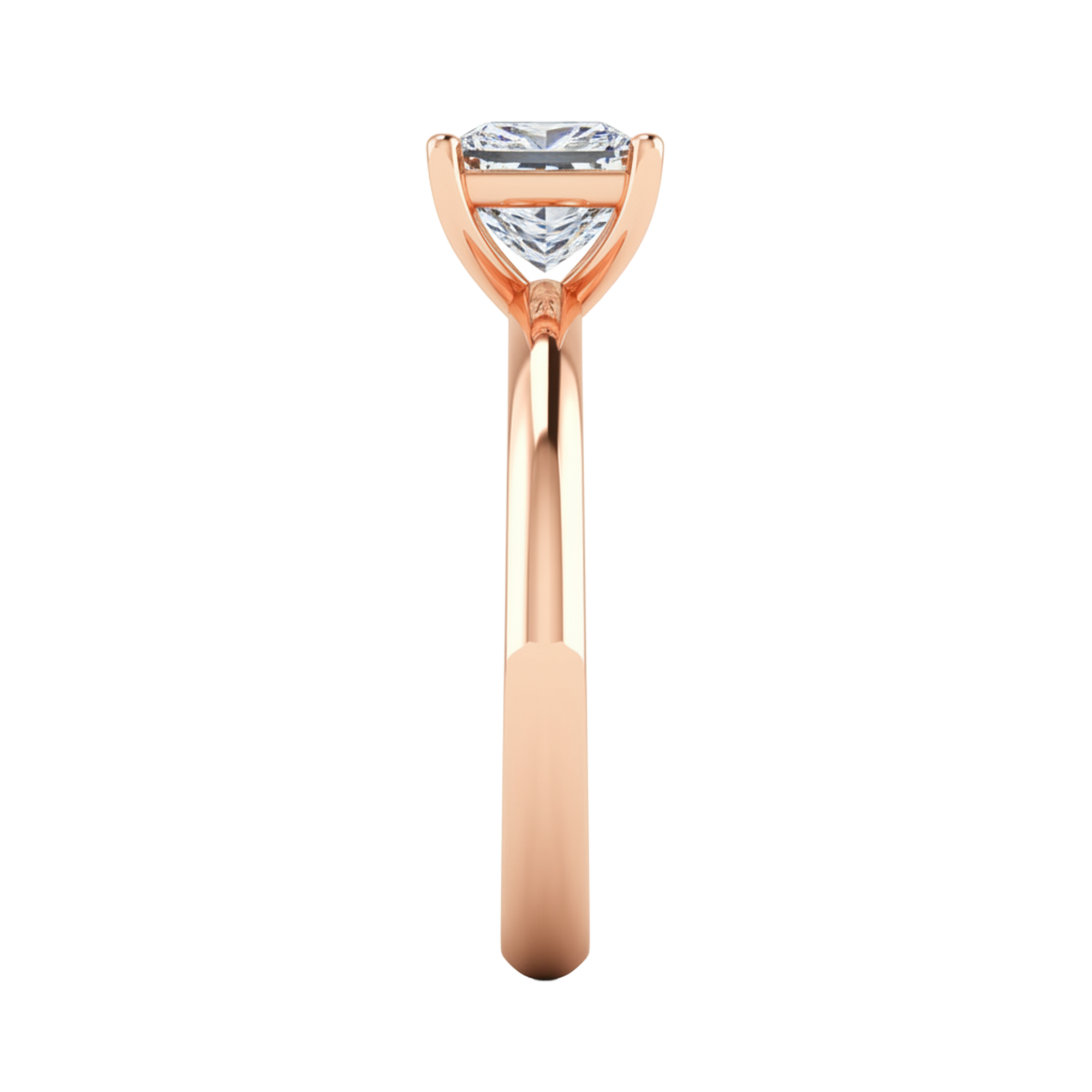 Solitaire ring met princess cut diamant en ronde band 1 karaat