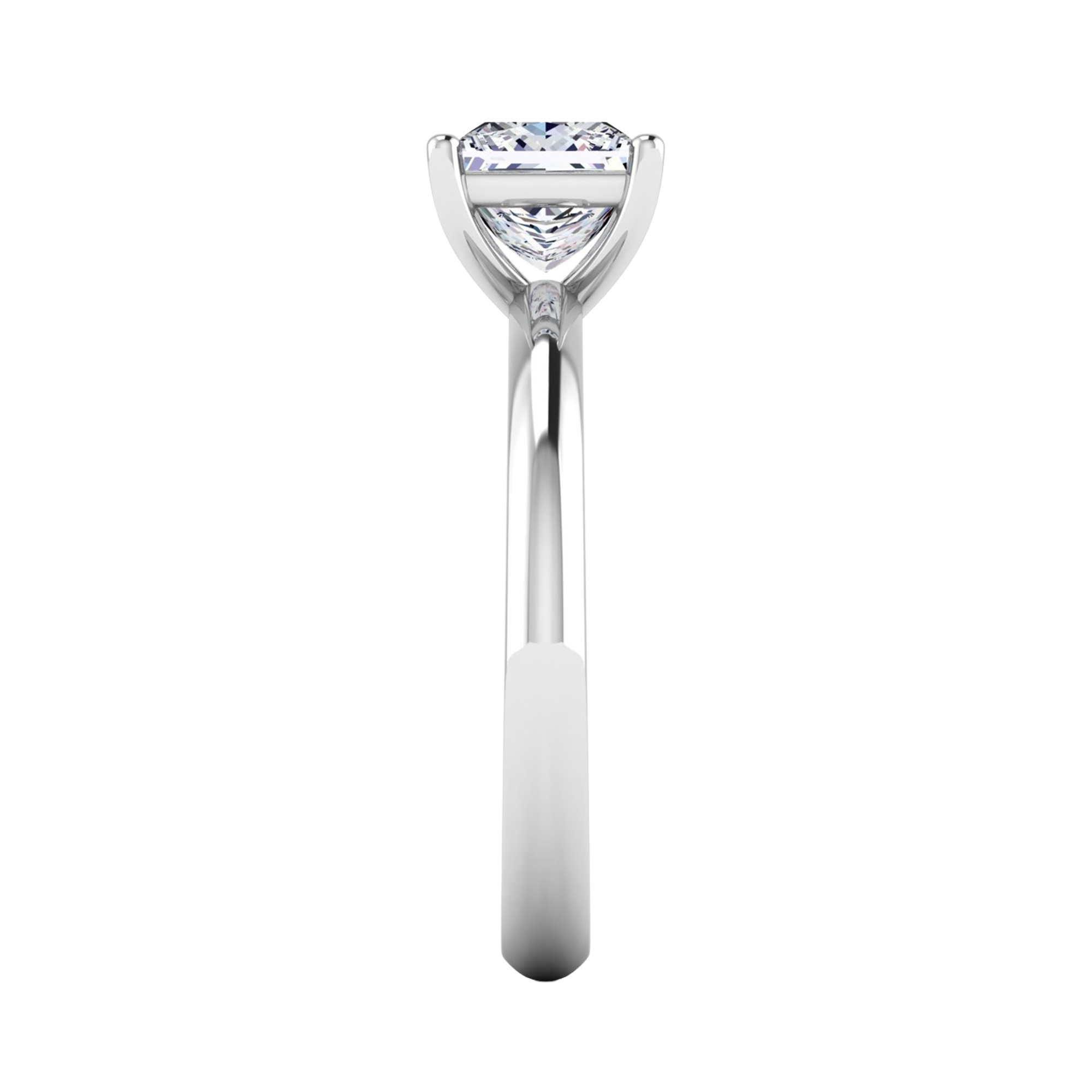 Solitaire ring met princess cut diamant en ronde band 1 karaat
