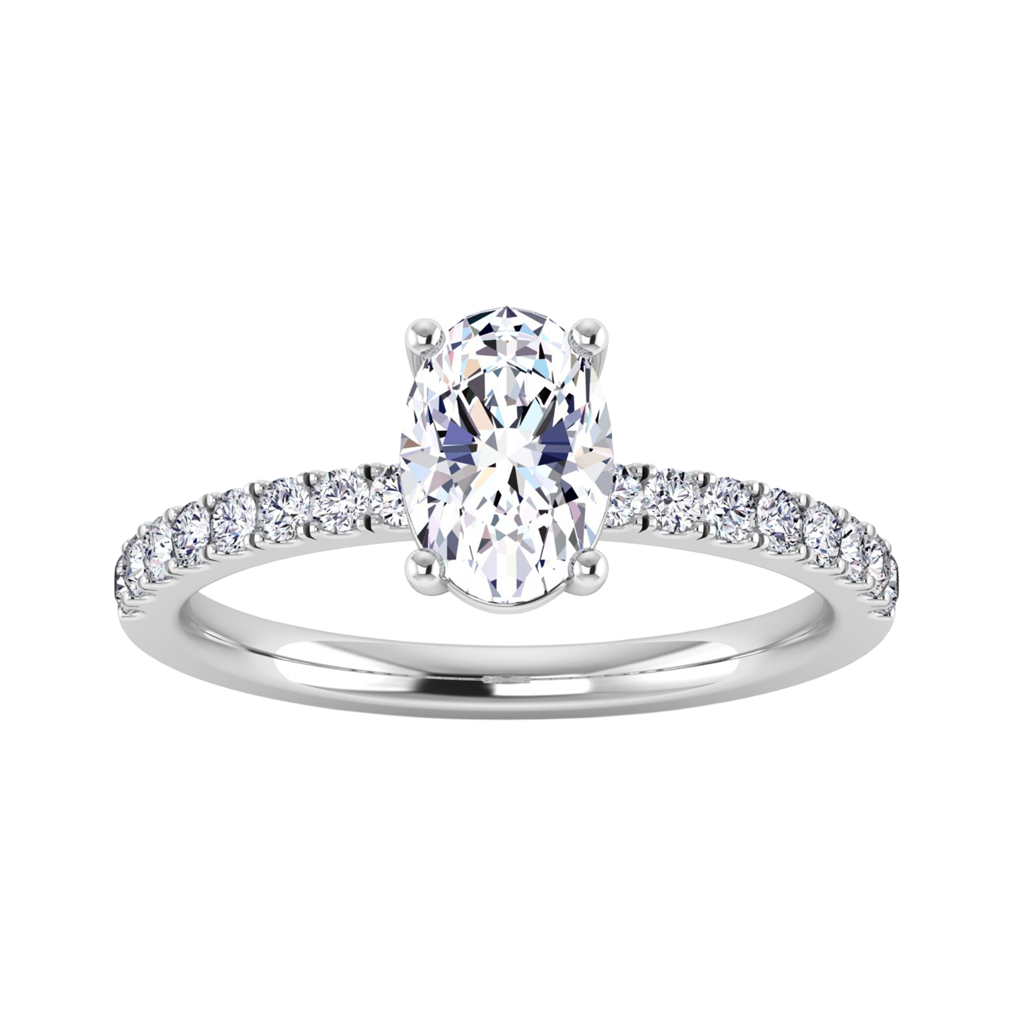Flo Diamanten Solitaire Pavé Ring Ovaal - 0.7ct – 1.8ct