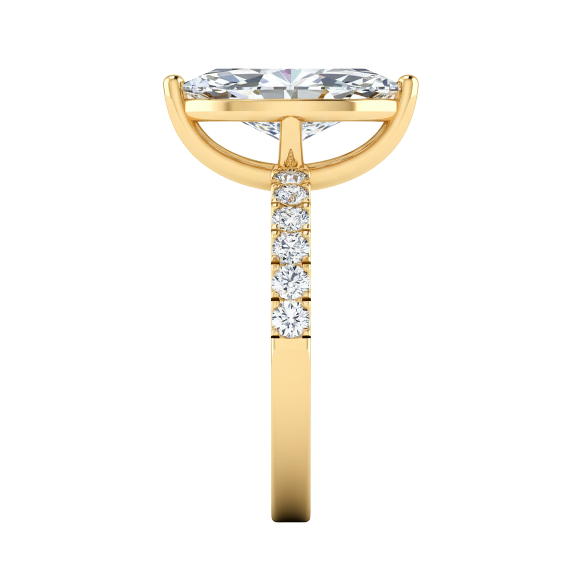0.70–1.86 karaat marquise solitaire‑pavé ring met slanke pavé‑band