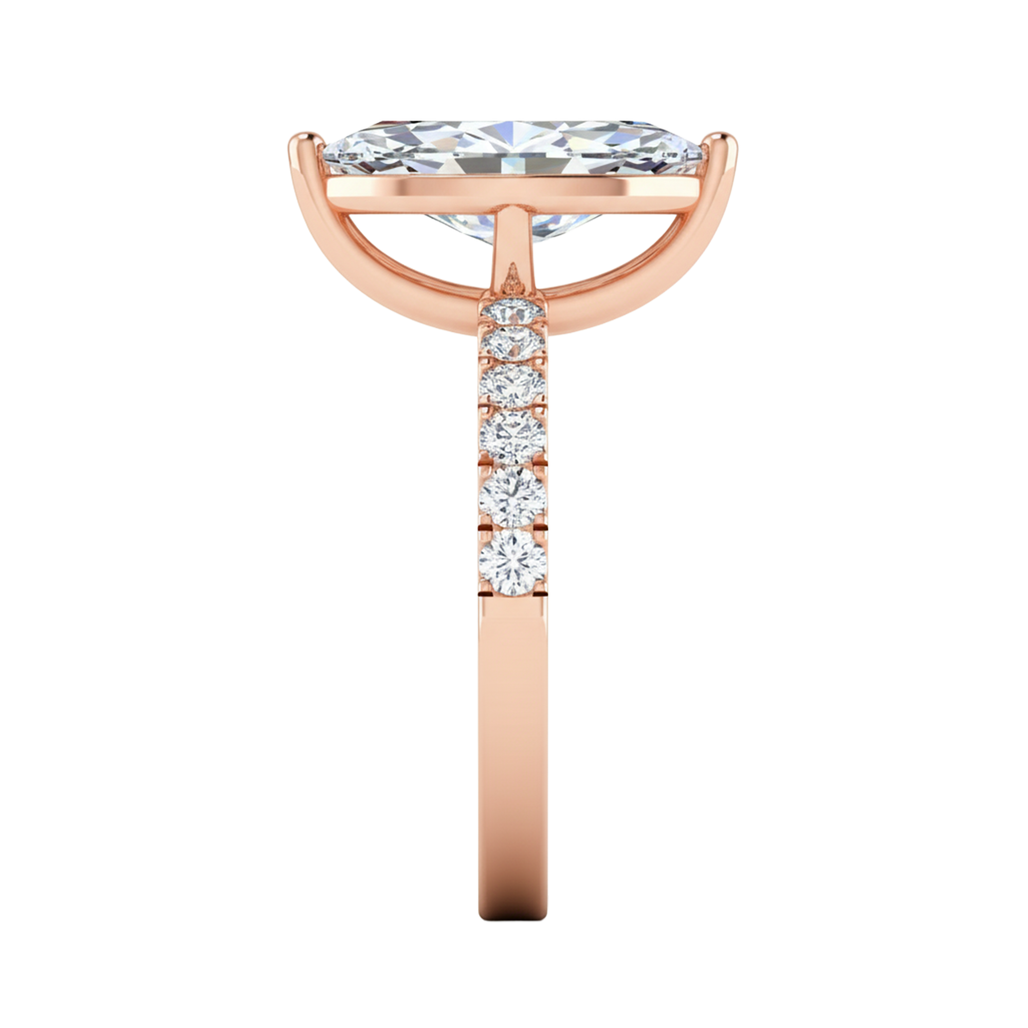 0.70–1.86 karaat marquise solitaire‑pavé ring met slanke pavé‑band