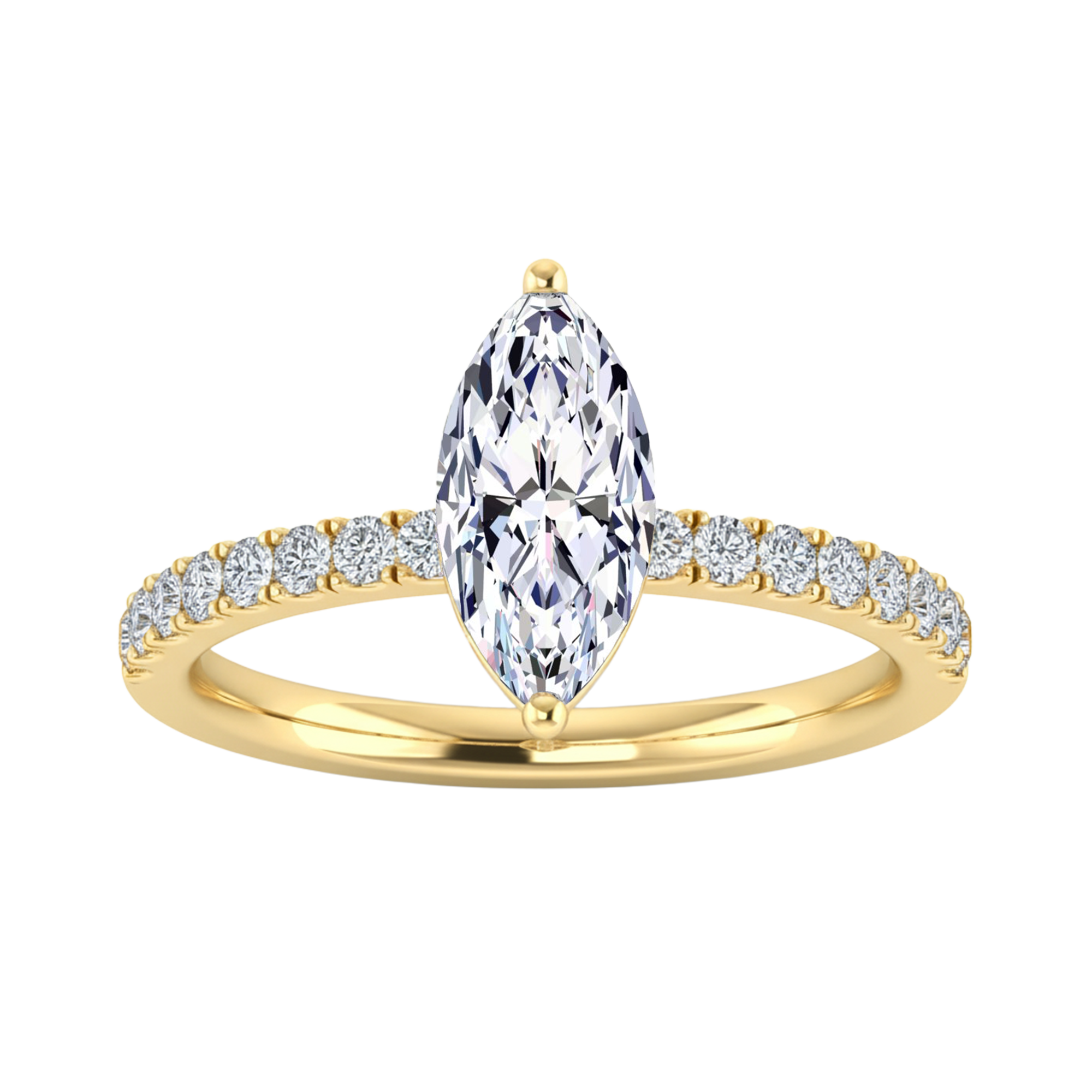 0.70–1.86 karaat marquise solitaire‑pavé ring met slanke pavé‑band