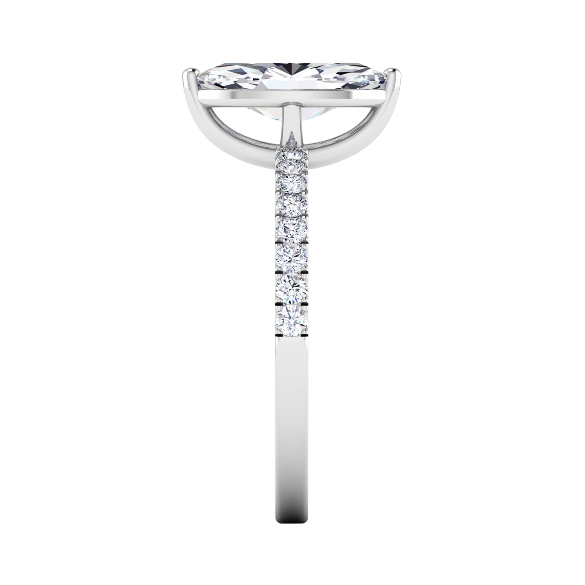 0.70–1.86 karaat marquise solitaire‑pavé ring met slanke pavé‑band