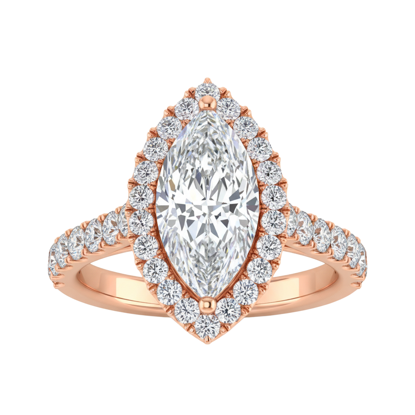 Markies halo ring met pavé band 2,77 karaat