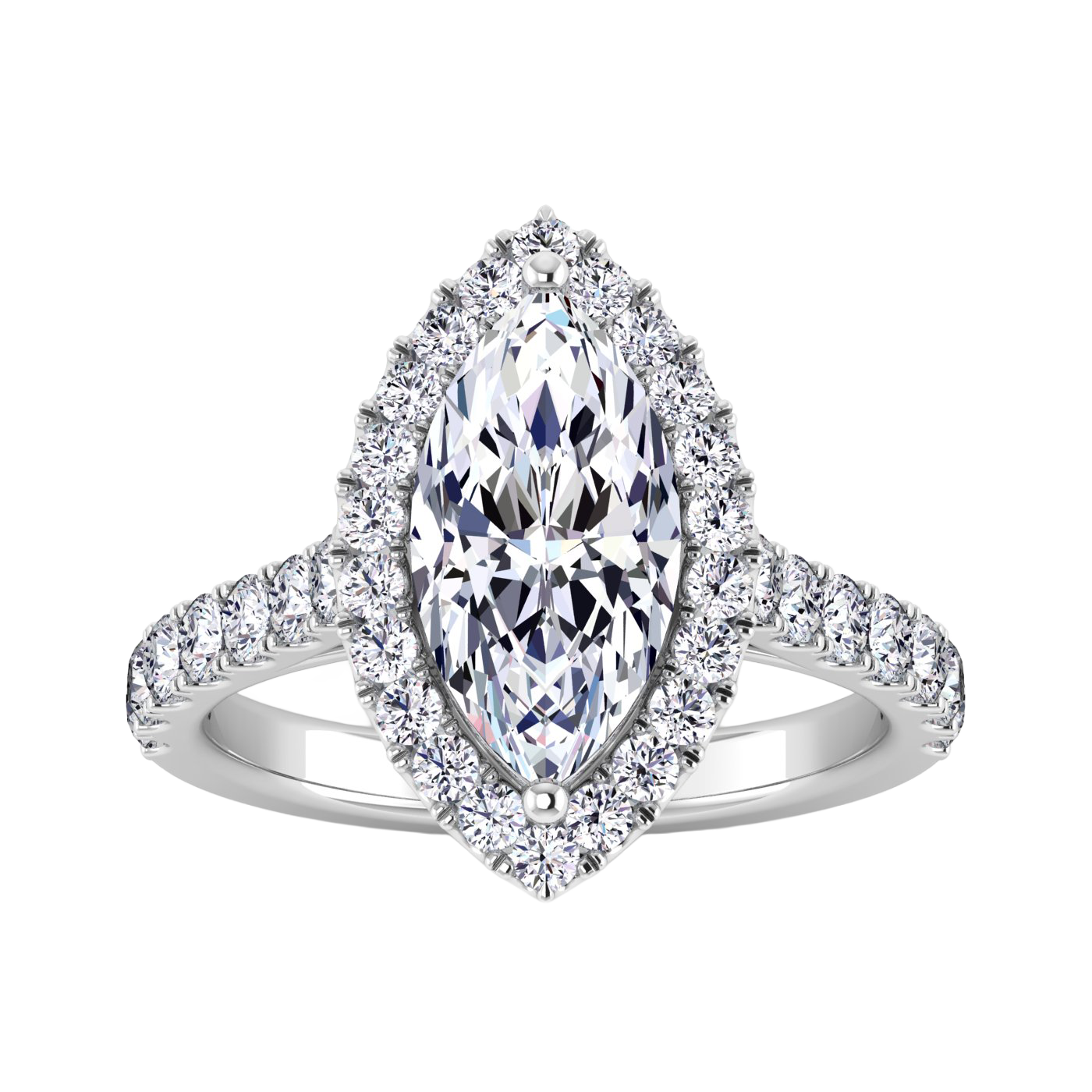 Markies halo ring met pavé band 2,77 karaat