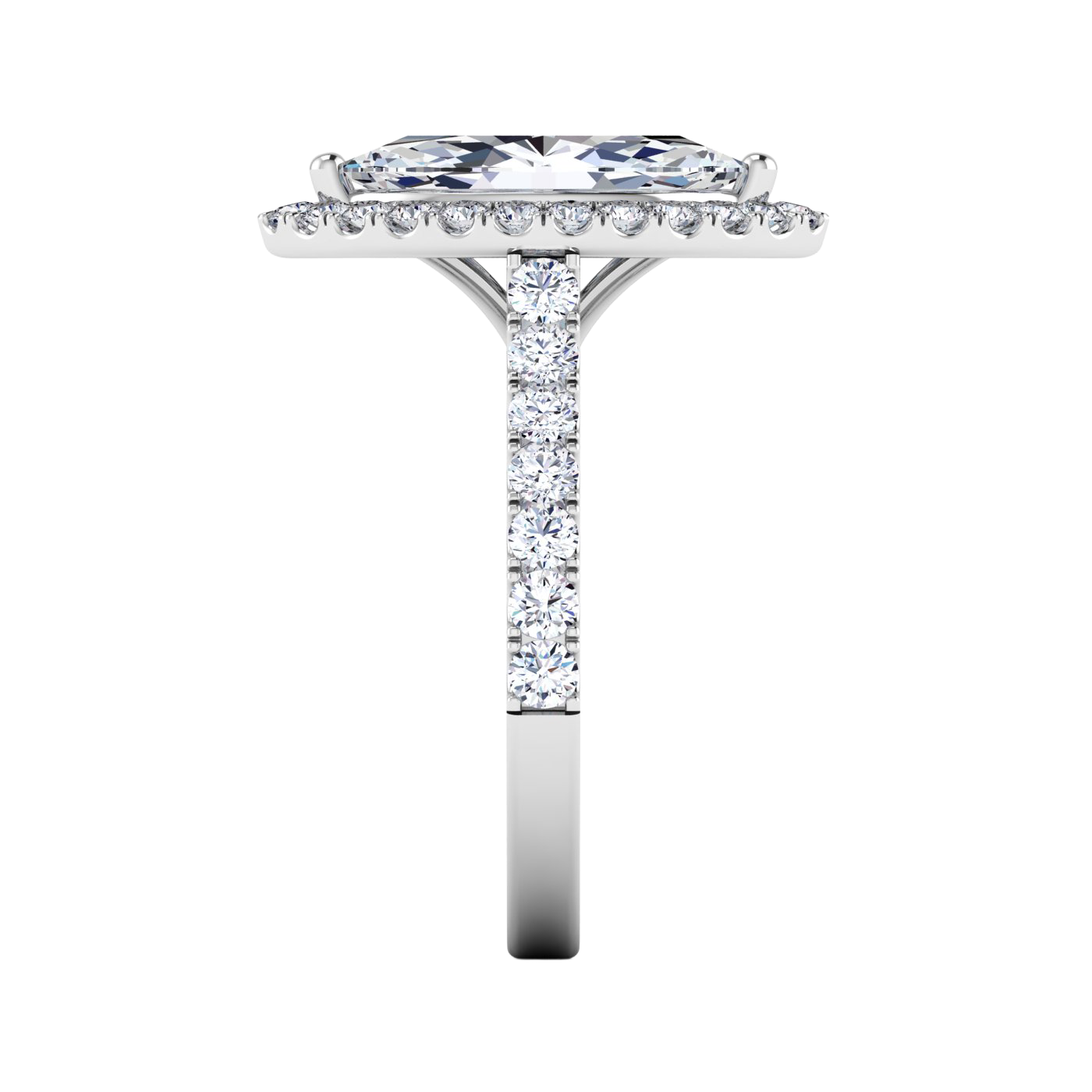 Markies halo ring met pavé band 2,77 karaat