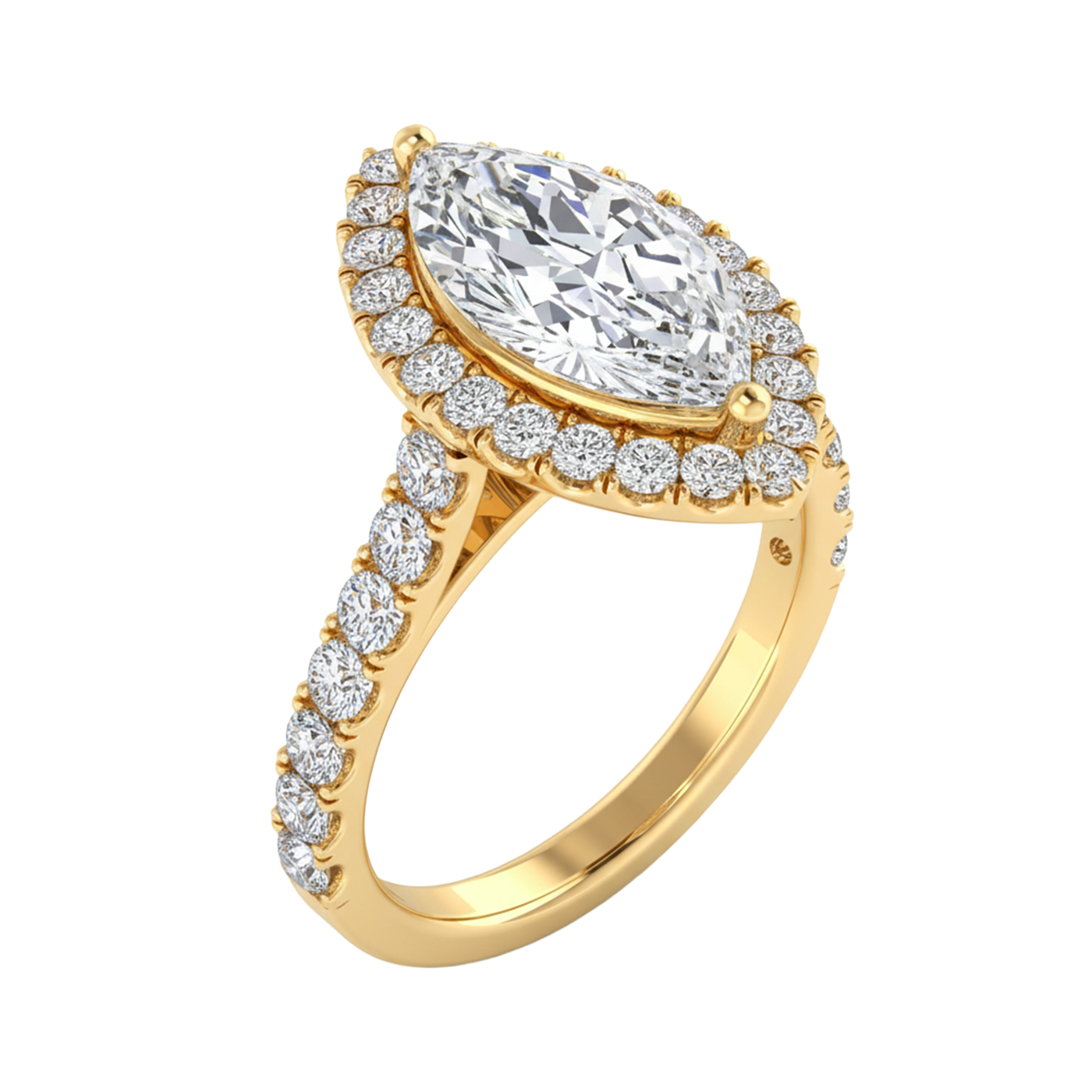 Markies halo ring met pavé band 2,77 karaat