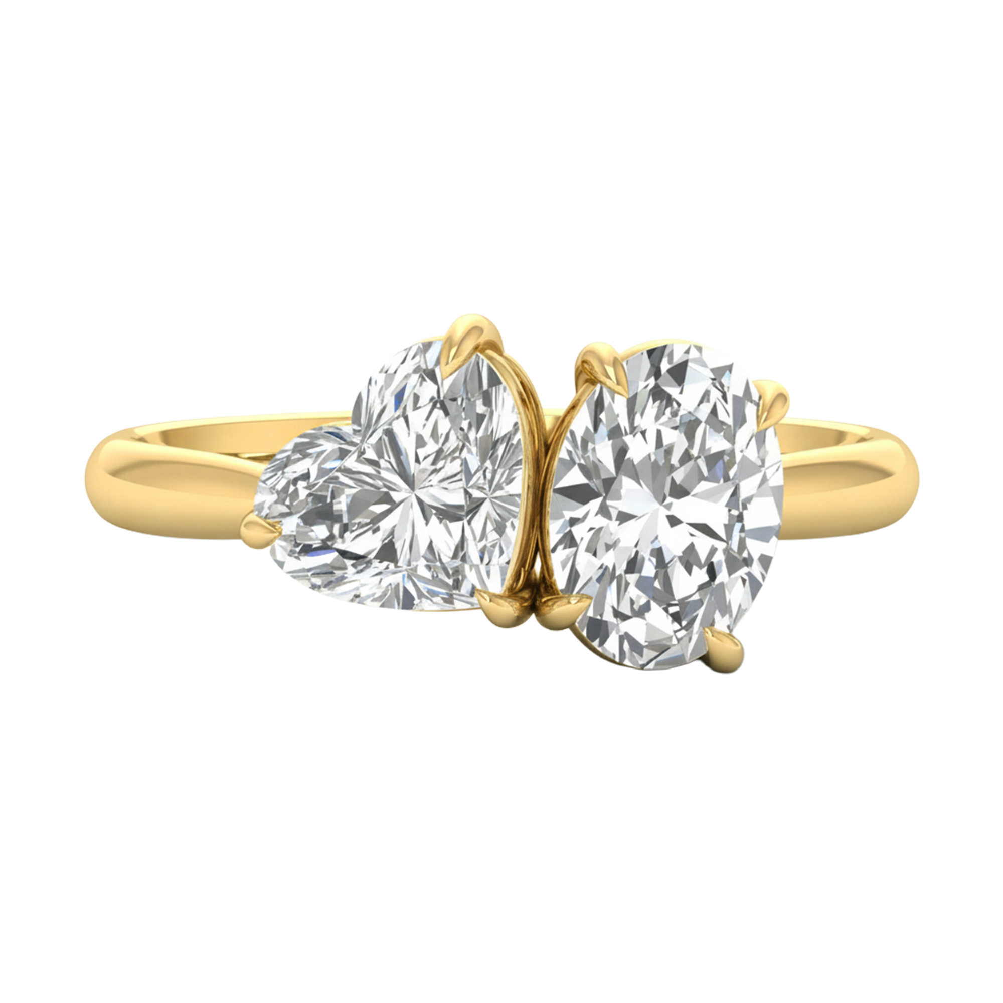 Toi‑et‑moi ring met hart en ovale diamant 2,03 karaat