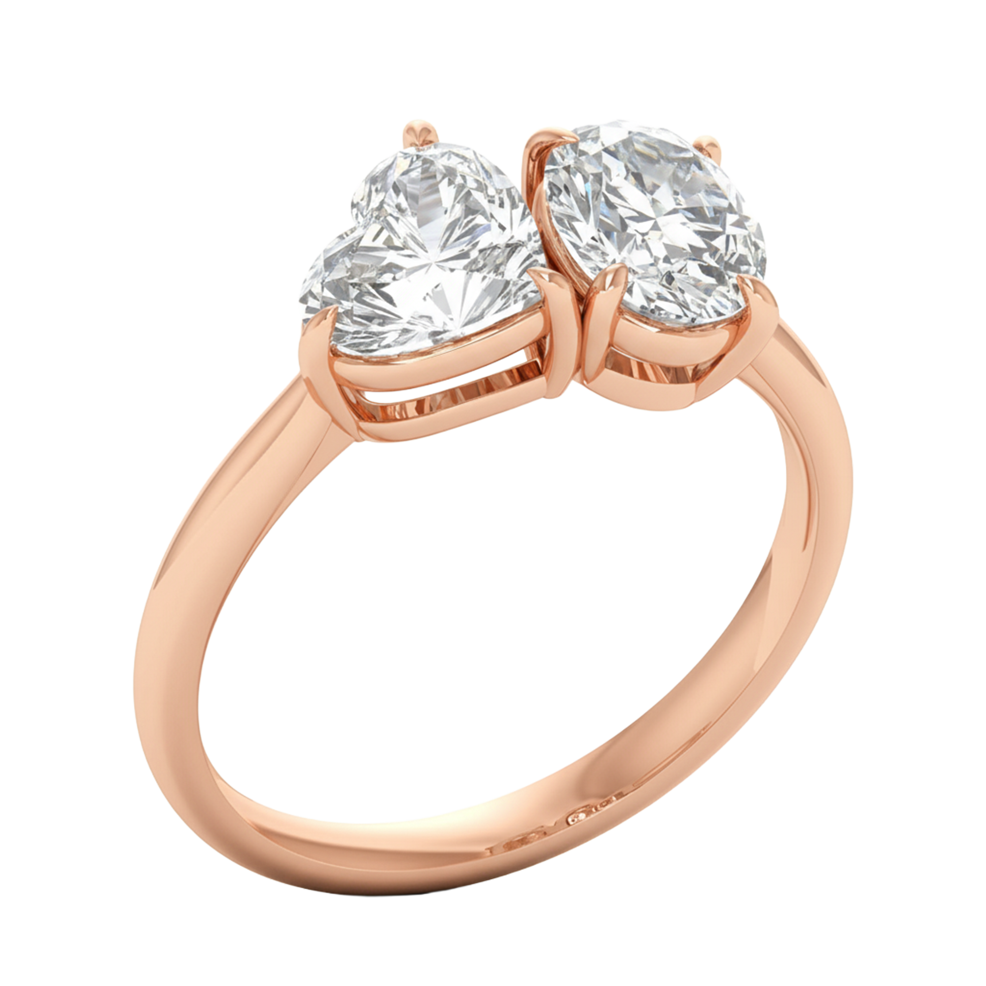 Toi‑et‑moi ring met hart en ovale diamant 2,03 karaat