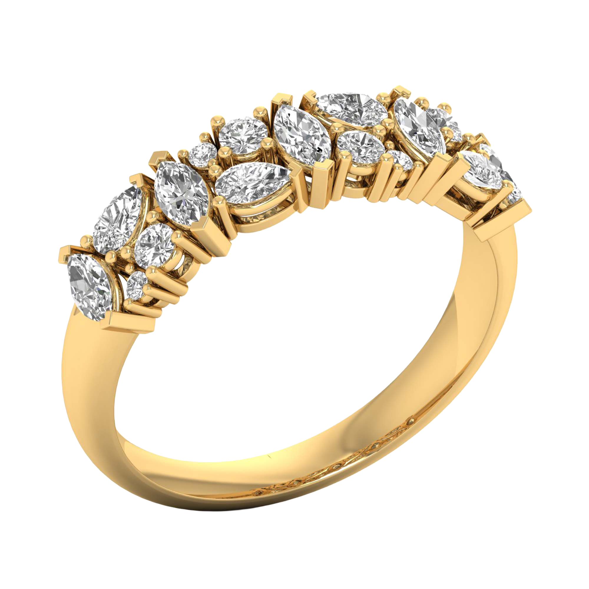 Entourage cluster ring met rond, peer en marquise diamanten 1,1 karaat