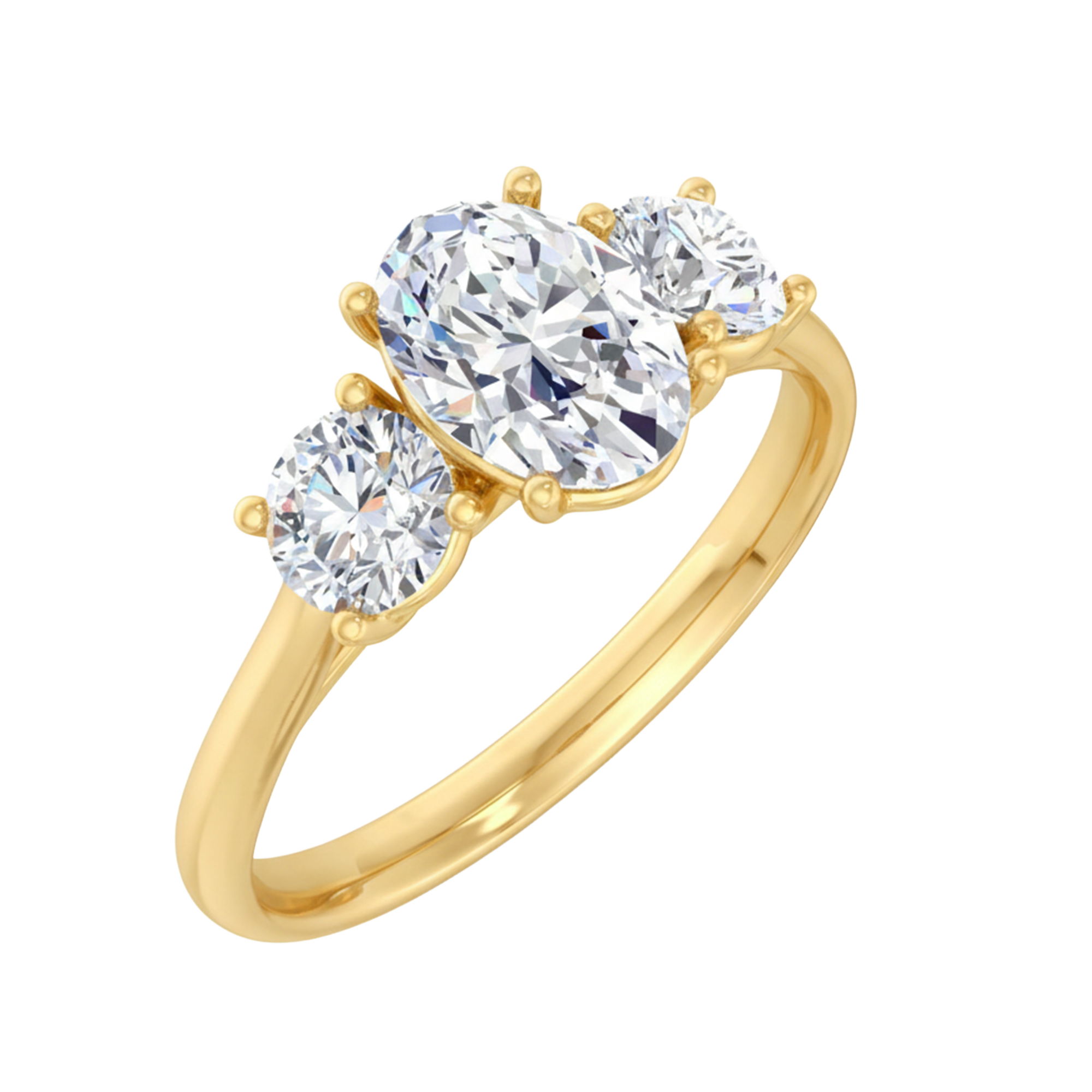 3 Steen ring van 1.2 karaat met hoofdsteen in vorm Ovaal van 0,67 karaat - 334