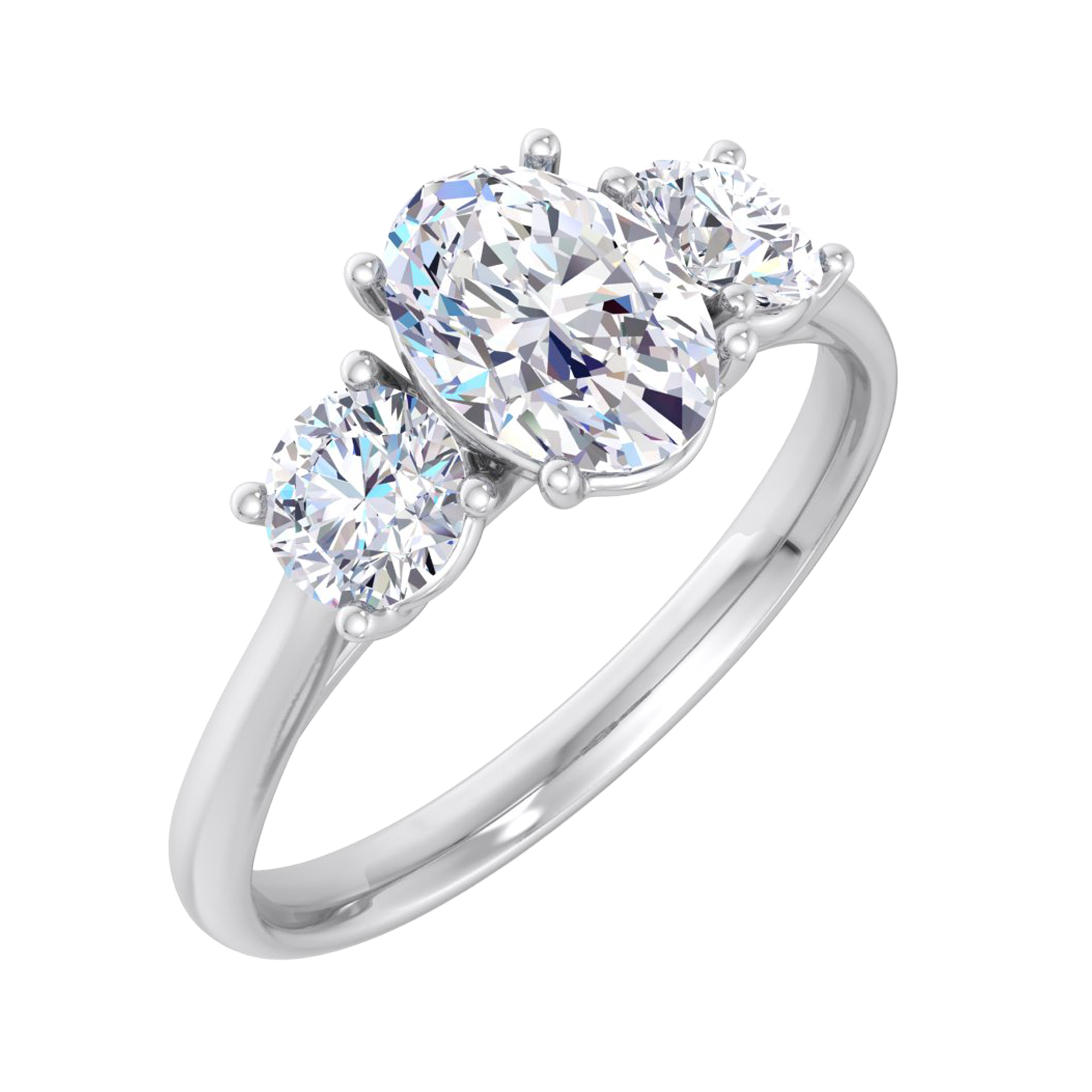 3 Steen ring van 1.2 karaat met hoofdsteen in vorm Ovaal van 0,67 karaat - 334