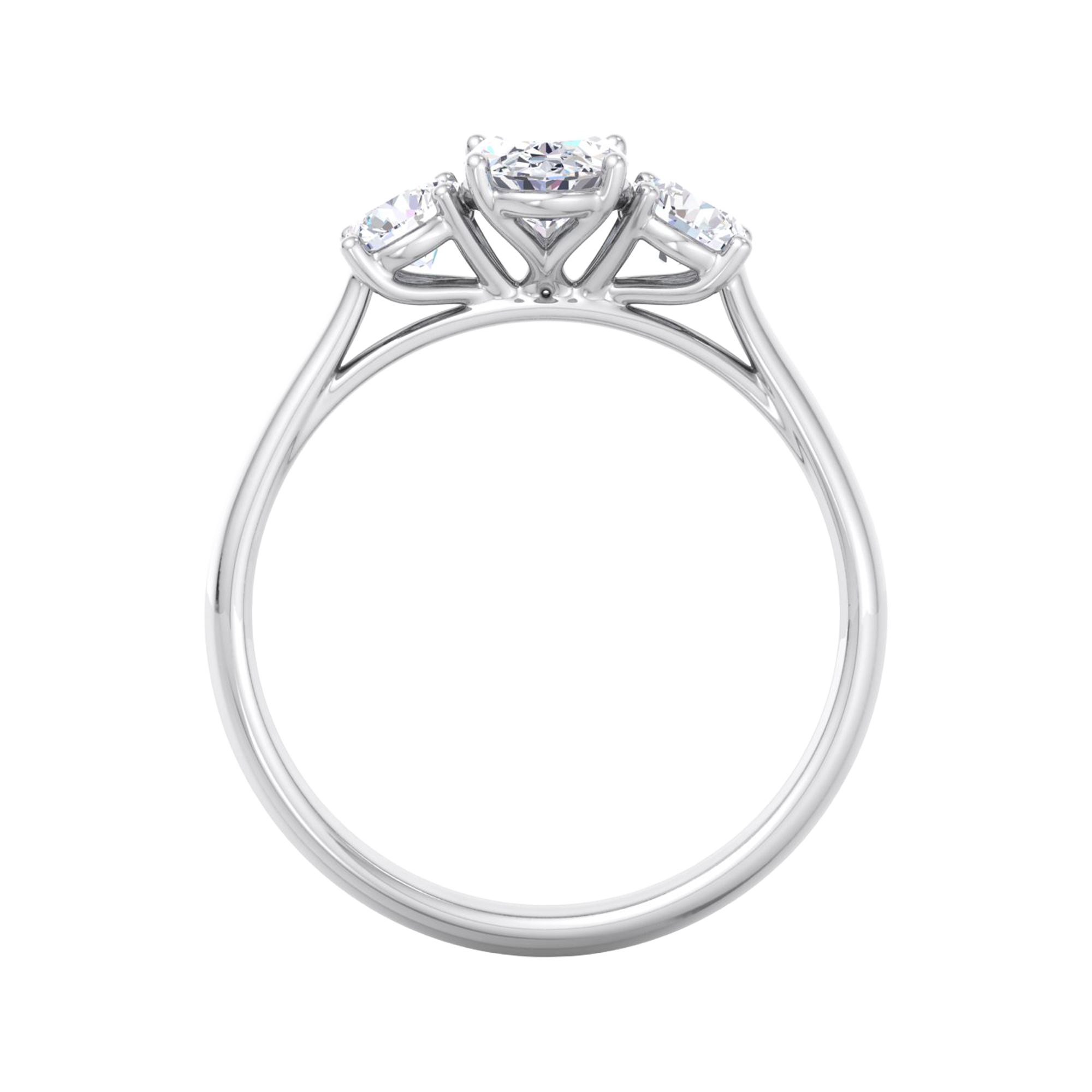 3 Steen ring van 1.2 karaat met hoofdsteen in vorm Ovaal van 0,67 karaat - 334