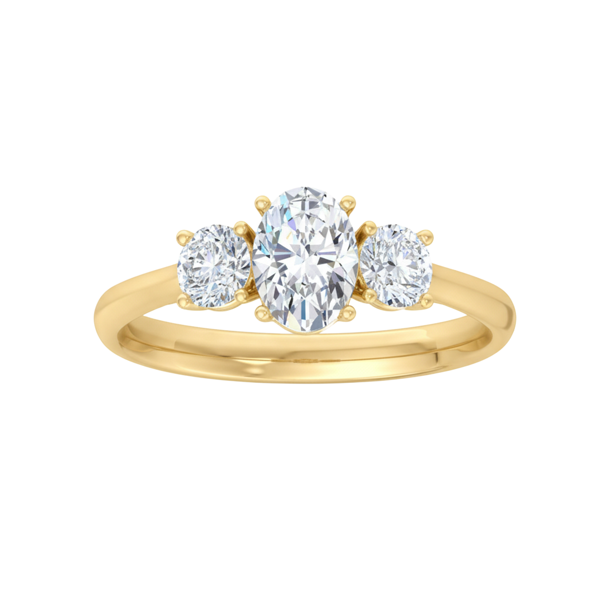 3 Steen ring van 1.2 karaat met hoofdsteen in vorm Ovaal van 0,67 karaat - 334