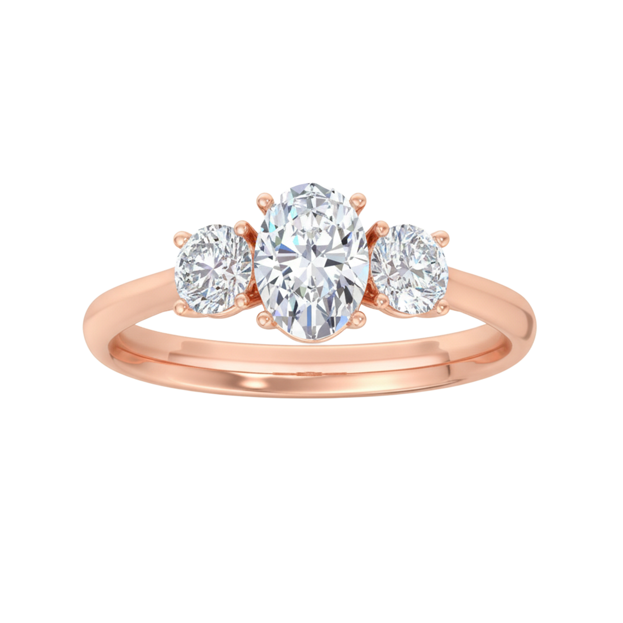 3 Steen ring van 1.2 karaat met hoofdsteen in vorm Ovaal van 0,67 karaat - 334