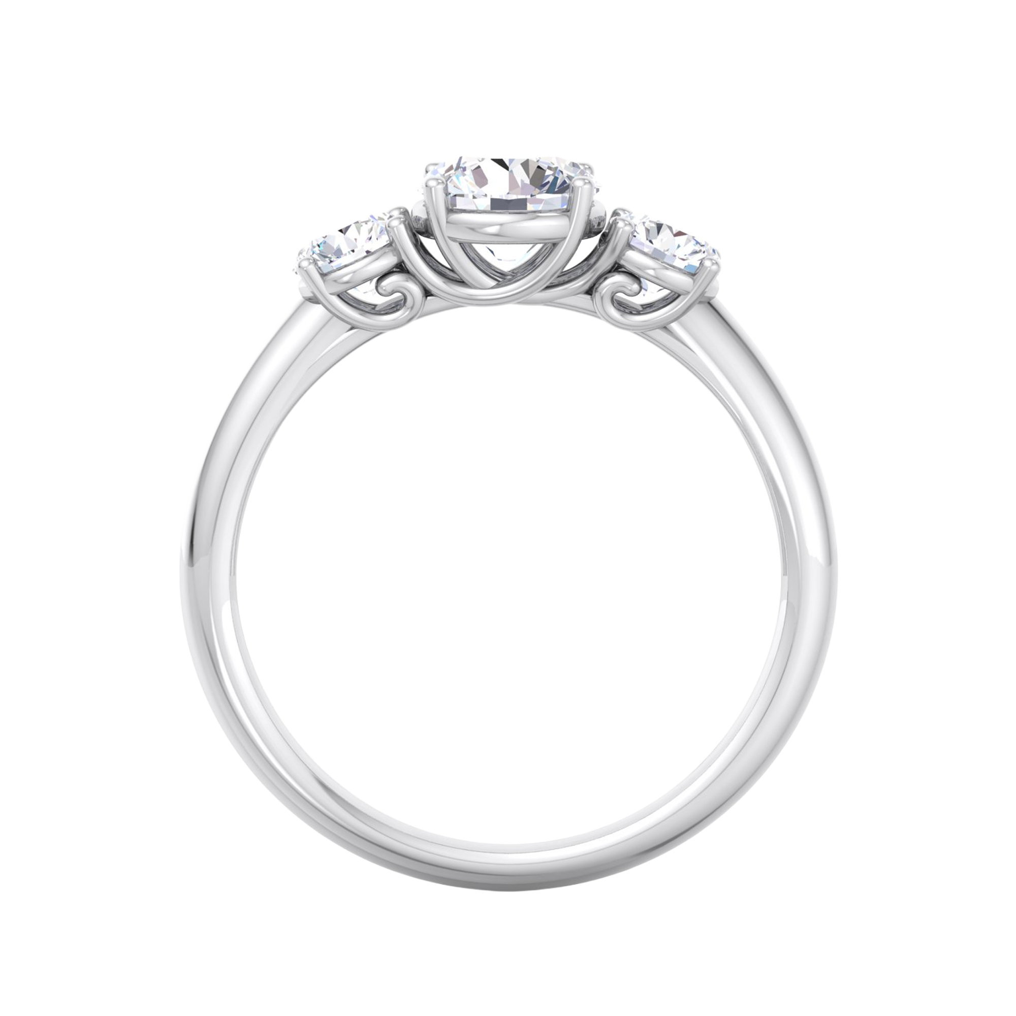 3 Steen ring van 1.29 karaat met hoofdsteen in vorm Rond van 0,81 karaat - 335