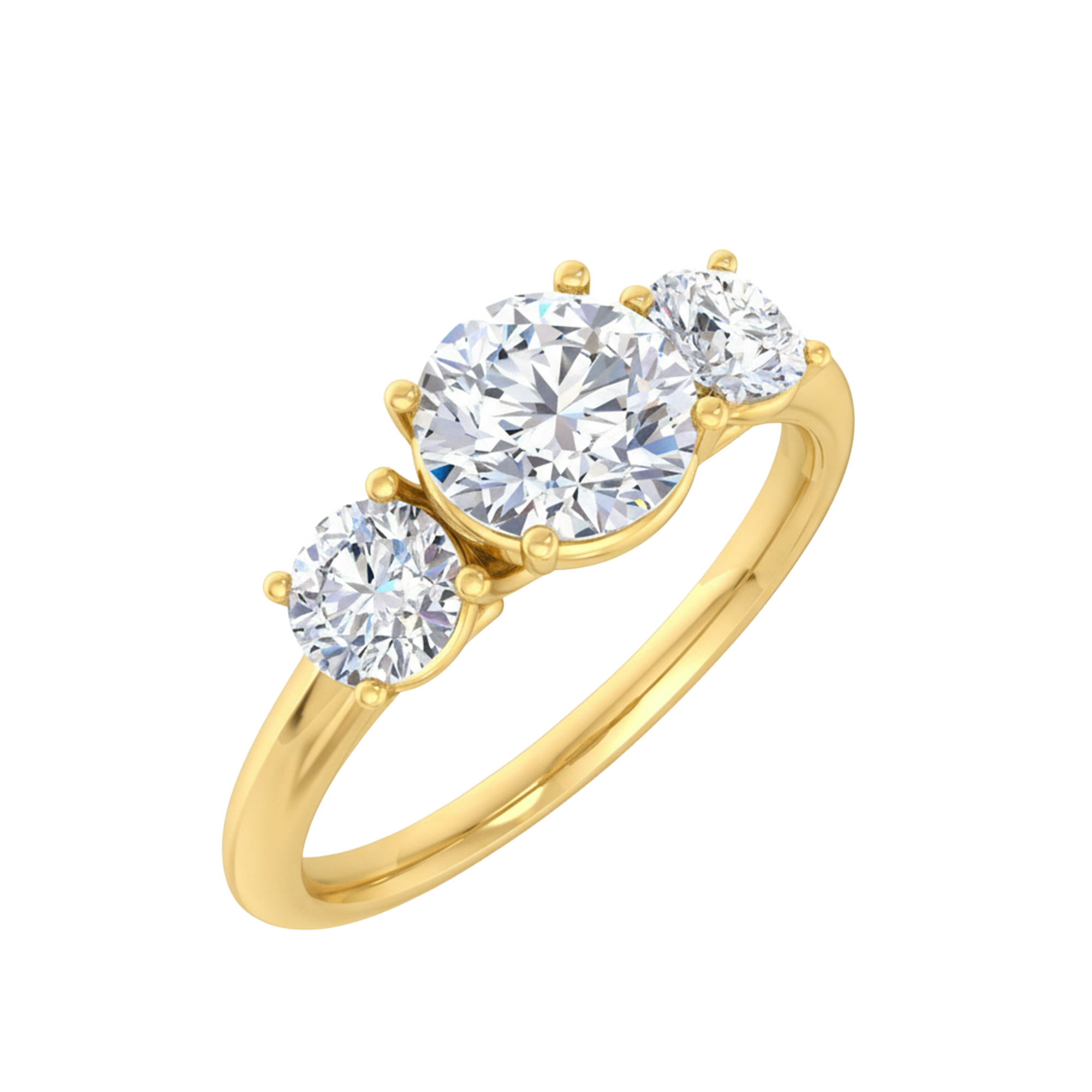 3 Steen ring van 1.29 karaat met hoofdsteen in vorm Rond van 0,81 karaat - 335