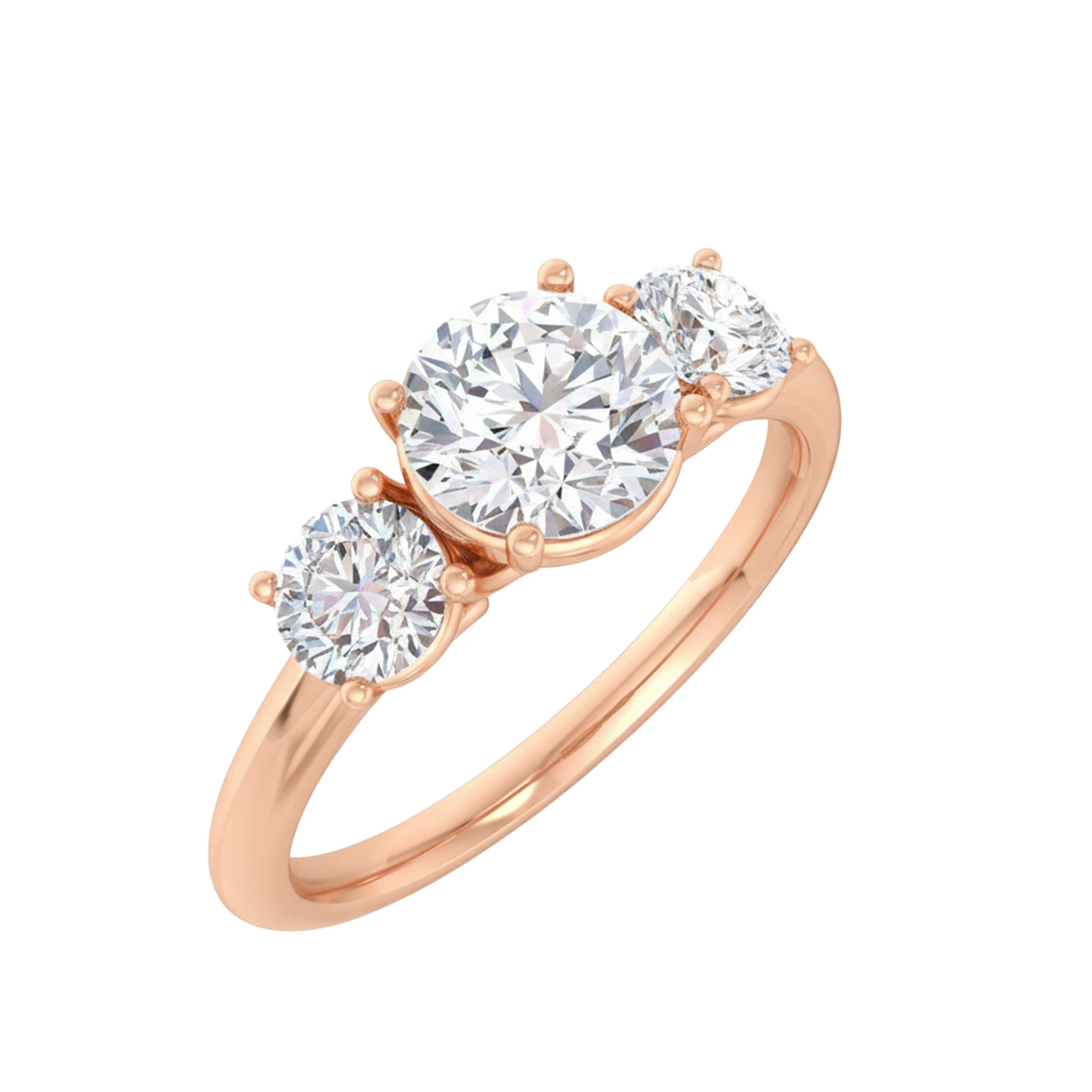 3 Steen ring van 1.29 karaat met hoofdsteen in vorm Rond van 0,81 karaat - 335