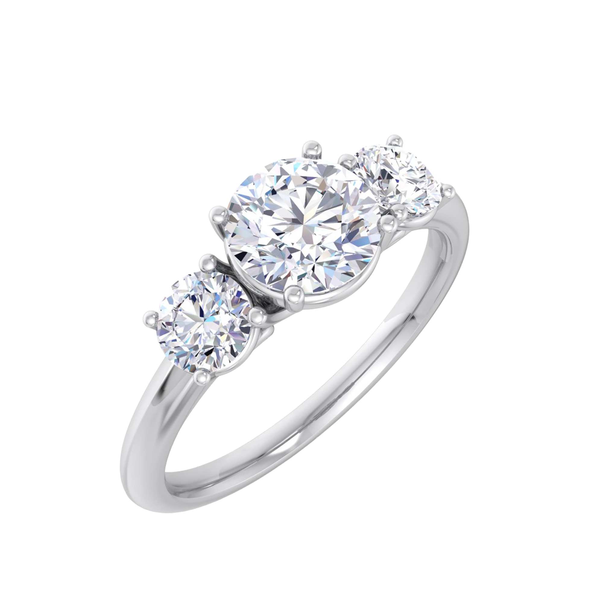 3 Steen ring van 1.29 karaat met hoofdsteen in vorm Rond van 0,81 karaat - 335