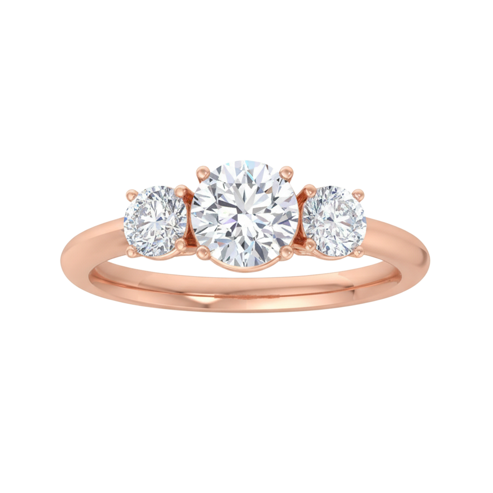 3 Steen ring van 1.29 karaat met hoofdsteen in vorm Rond van 0,81 karaat - 335