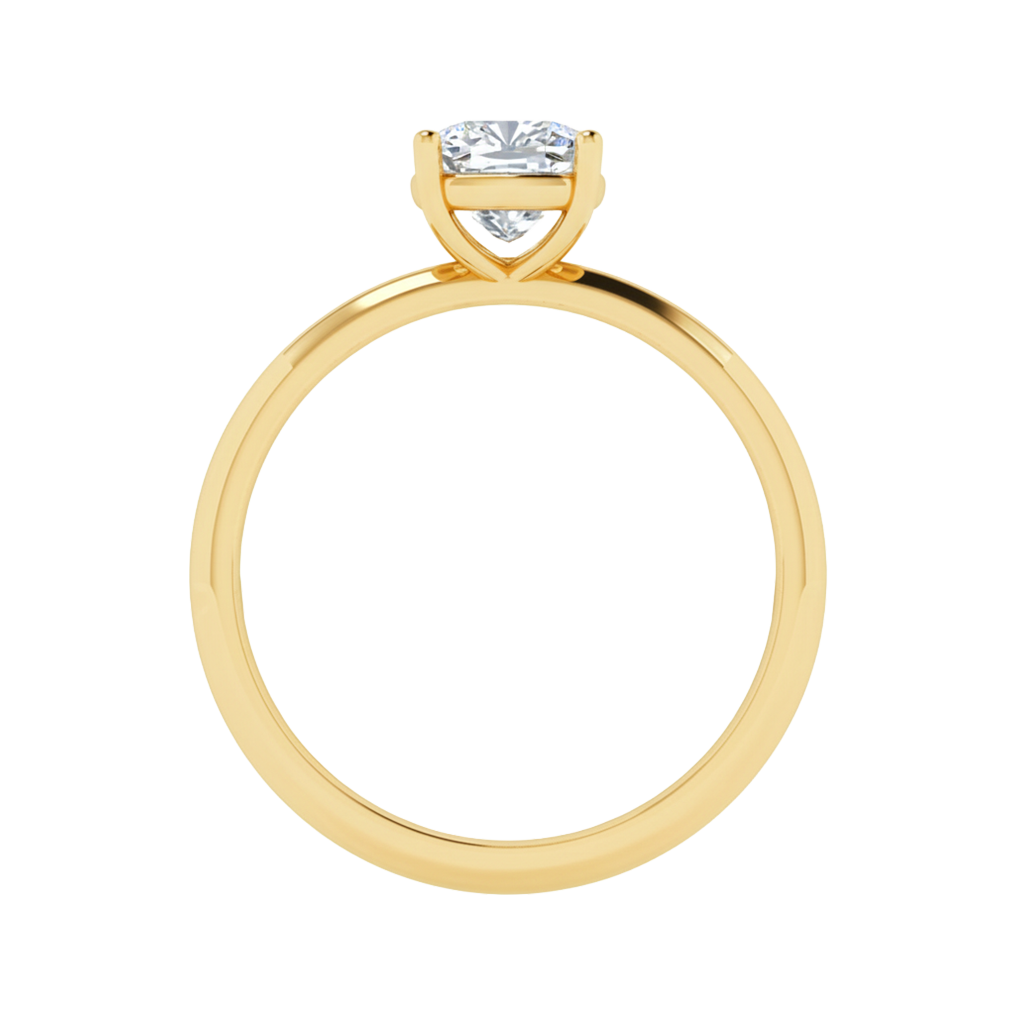 Solitaire ring met cushion cut diamant en ronde band 1 karaat