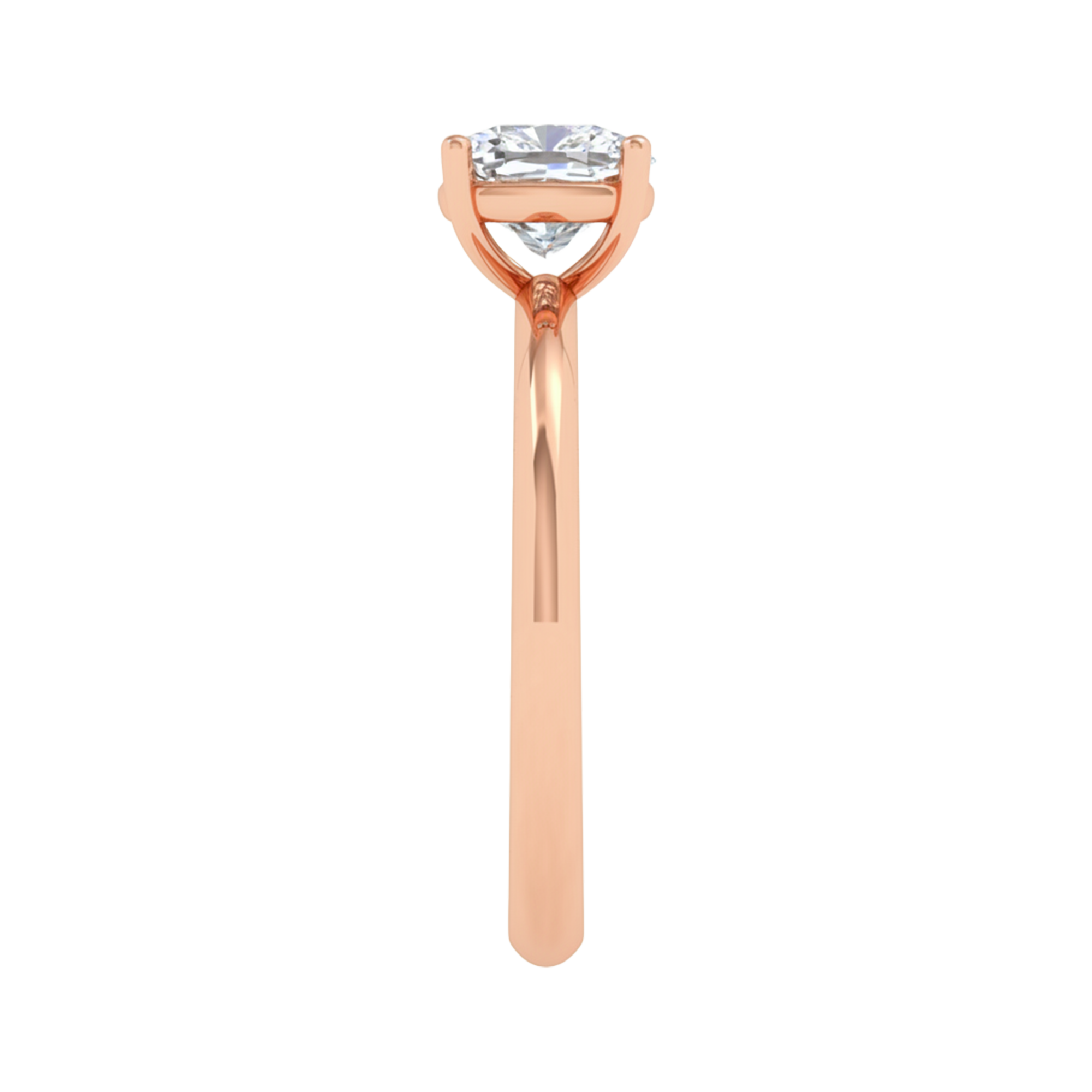 Solitaire ring met cushion cut diamant en ronde band 1 karaat