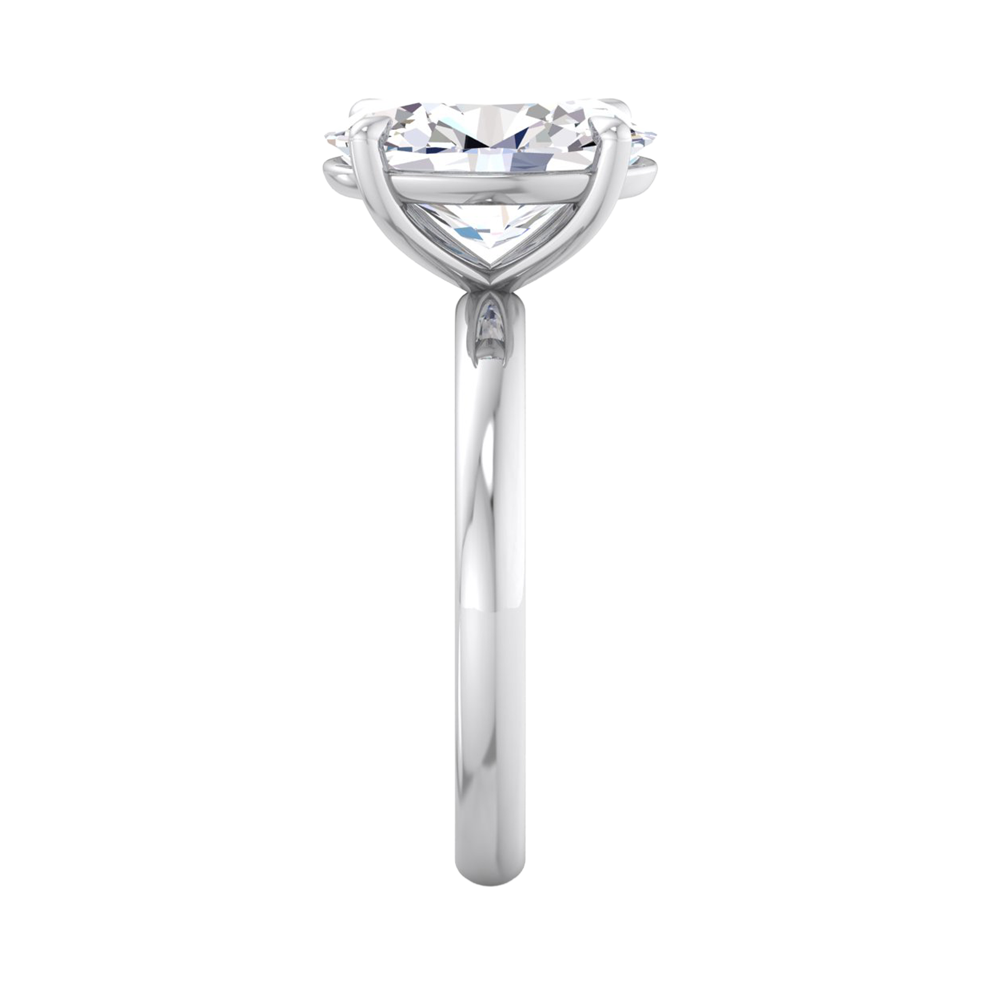 Ovale solitaire ring met ovale diamant in vierpoots zetting 3 karaat