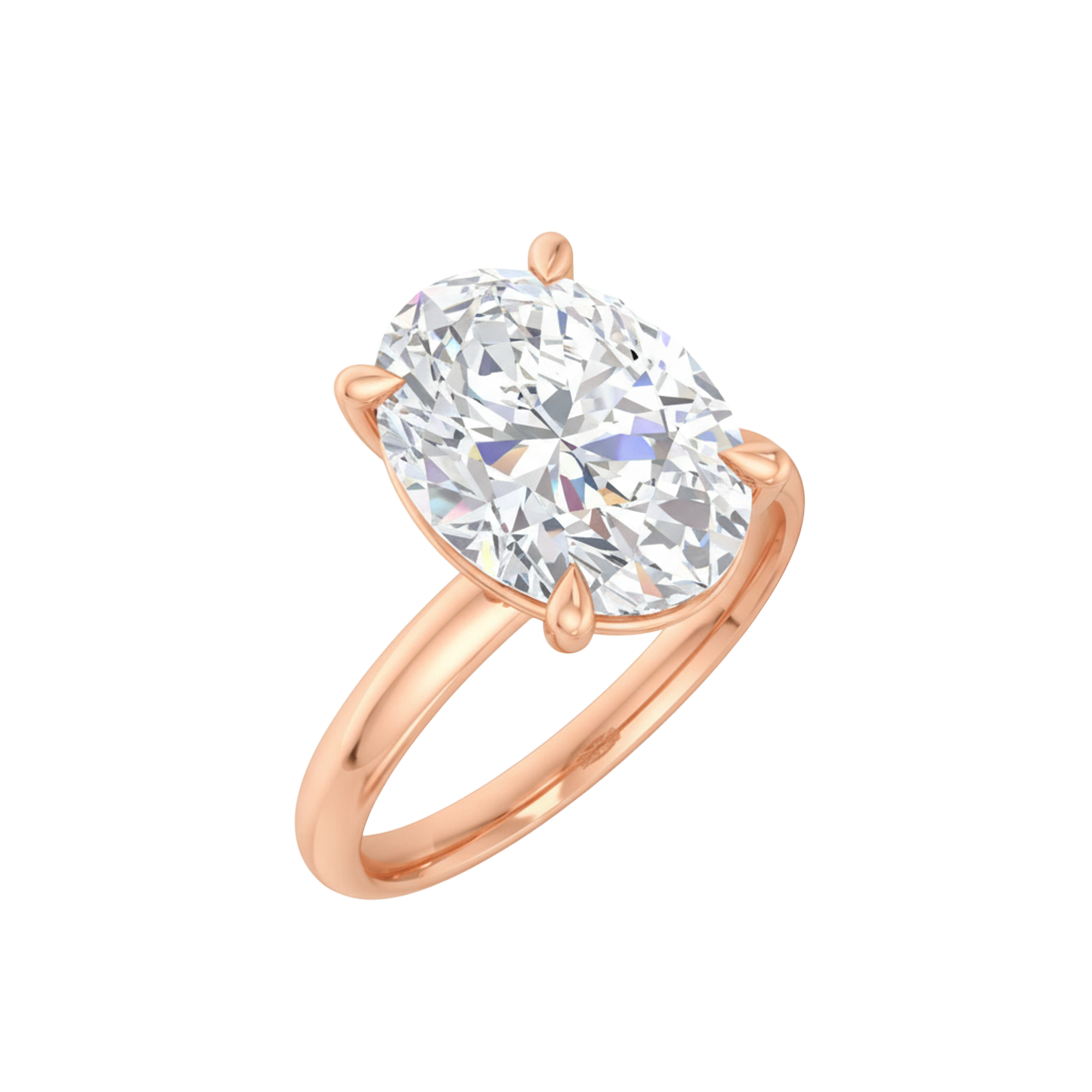 Ovale solitaire ring met ovale diamant in vierpoots zetting 3 karaat