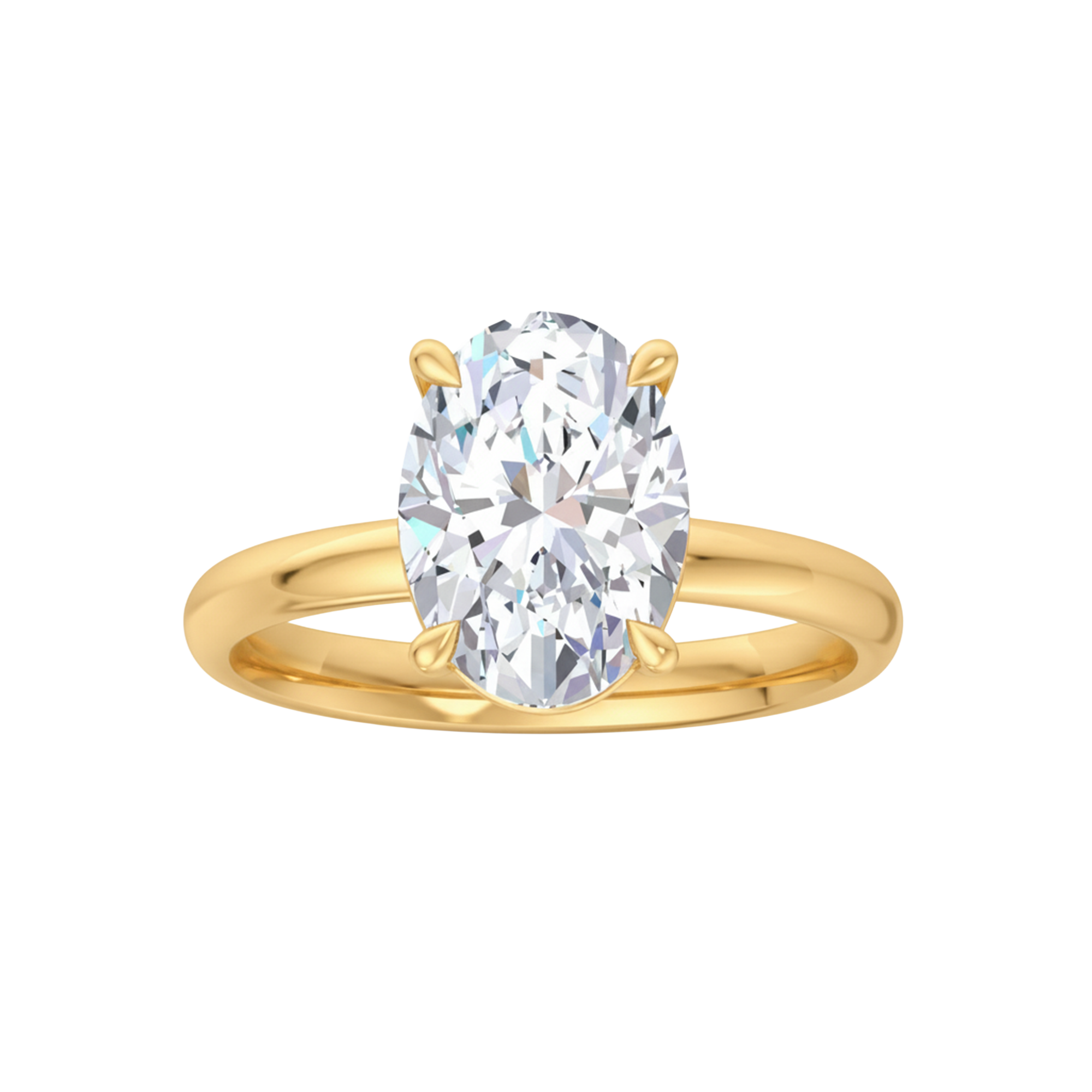 Ovale solitaire ring met ovale diamant in vierpoots zetting 3 karaat
