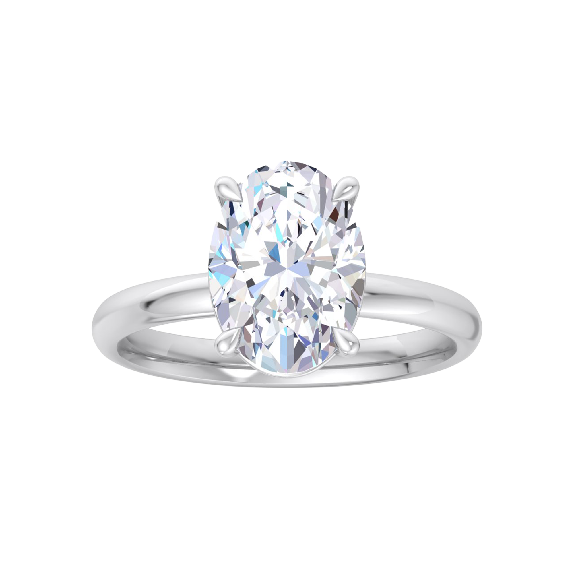 Ovale solitaire ring met ovale diamant in vierpoots zetting 3 karaat