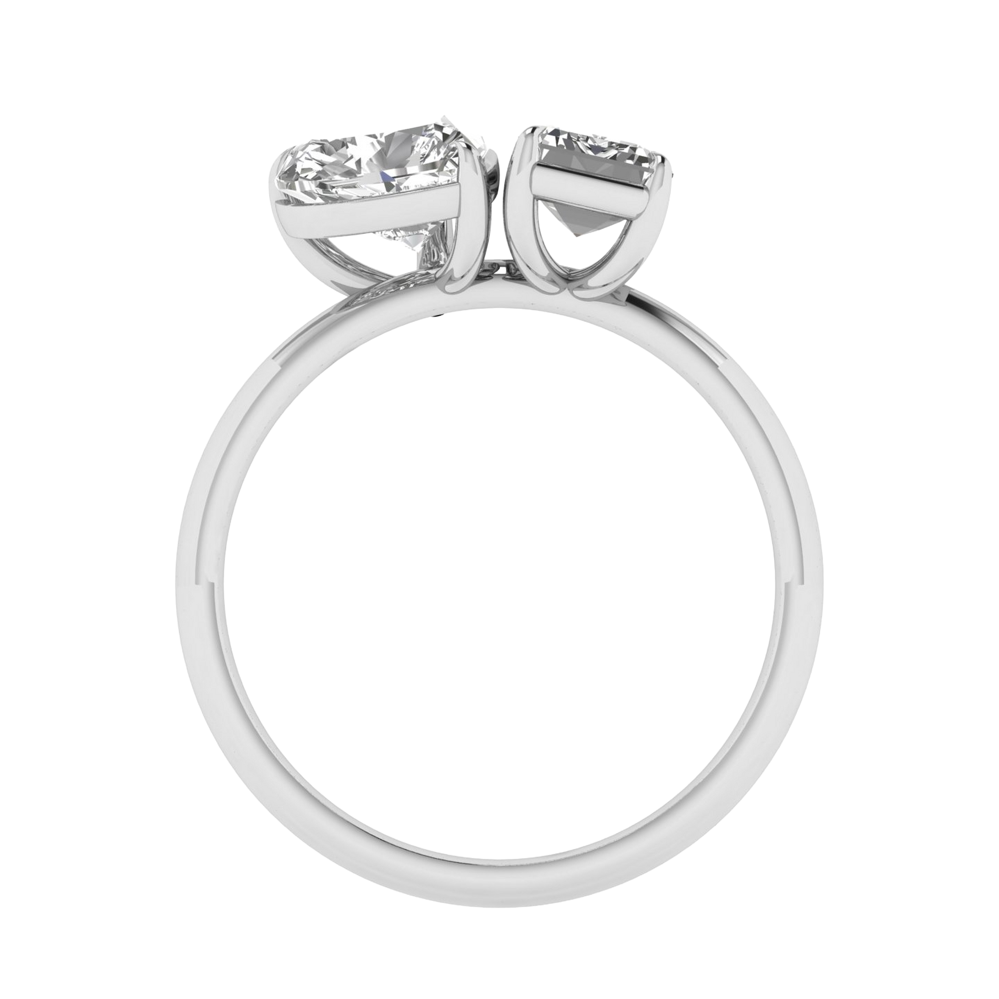 Toi‑et‑moi ring met emerald en hart diamant 2,75 karaat