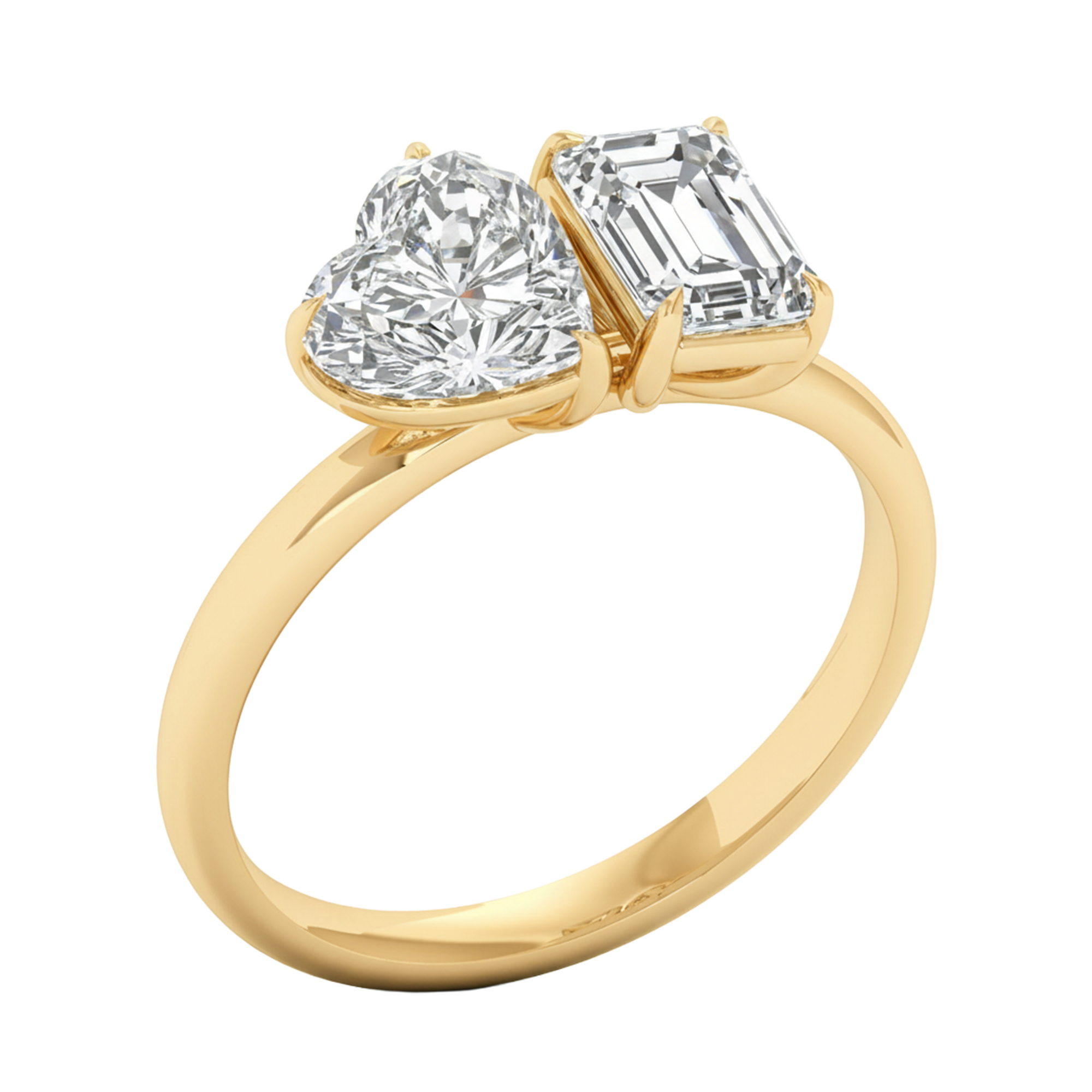 Toi‑et‑moi ring met emerald en hart diamant 2,75 karaat