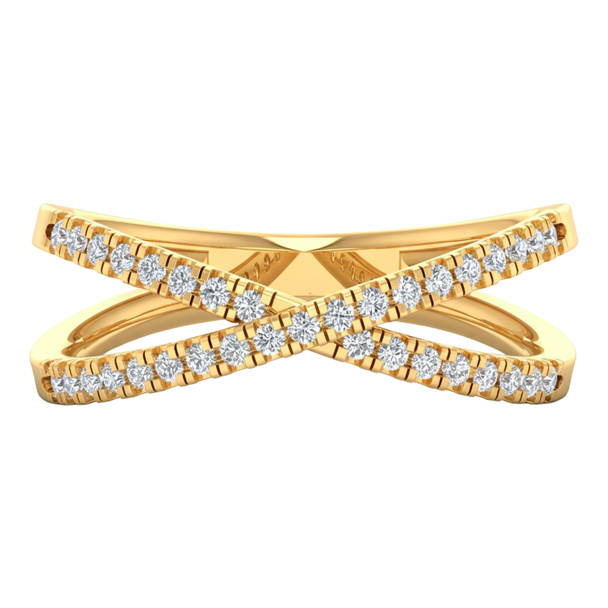 Pavé ring met kruisend banddesign 0.5 karaat