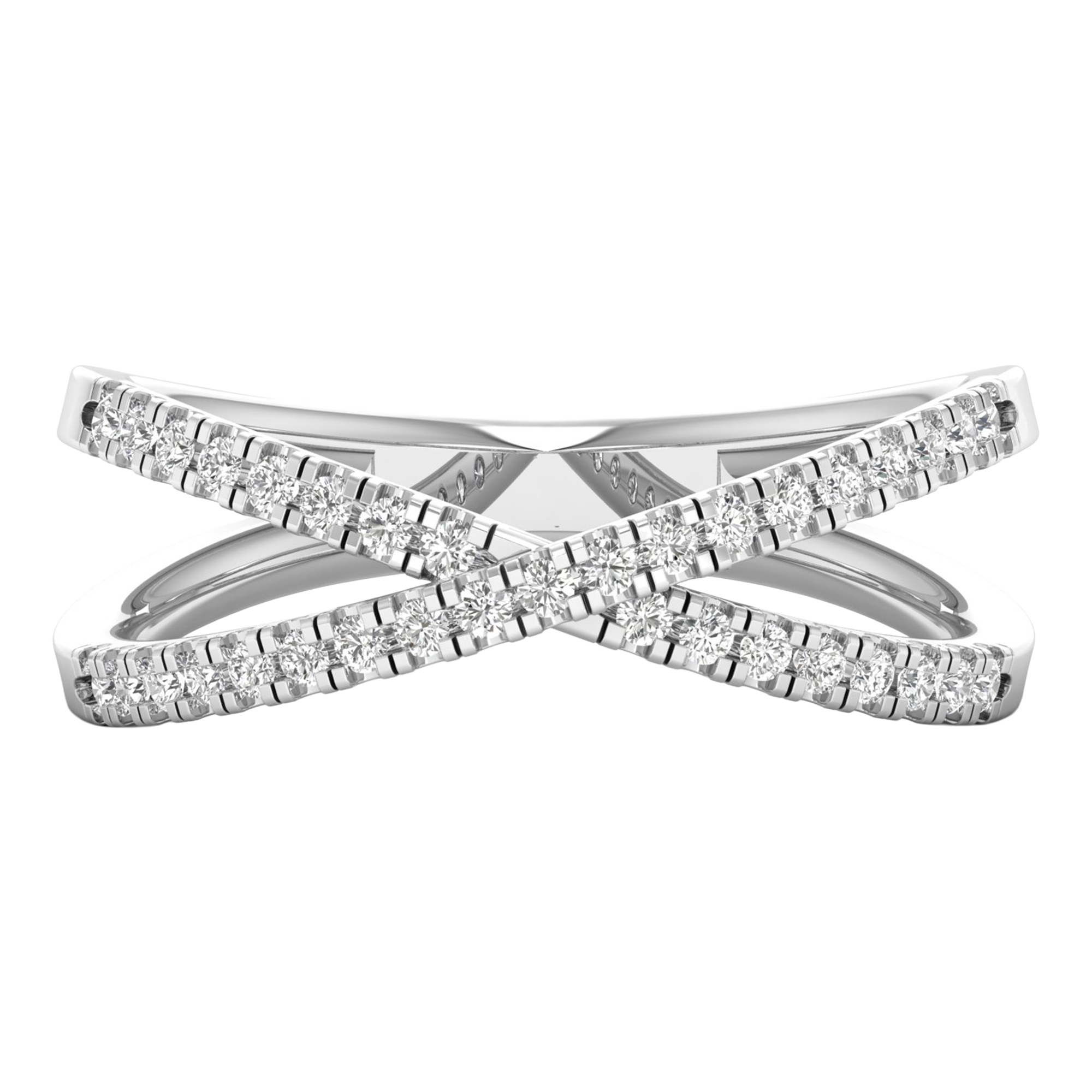 Pavé ring met kruisend banddesign 0.5 karaat