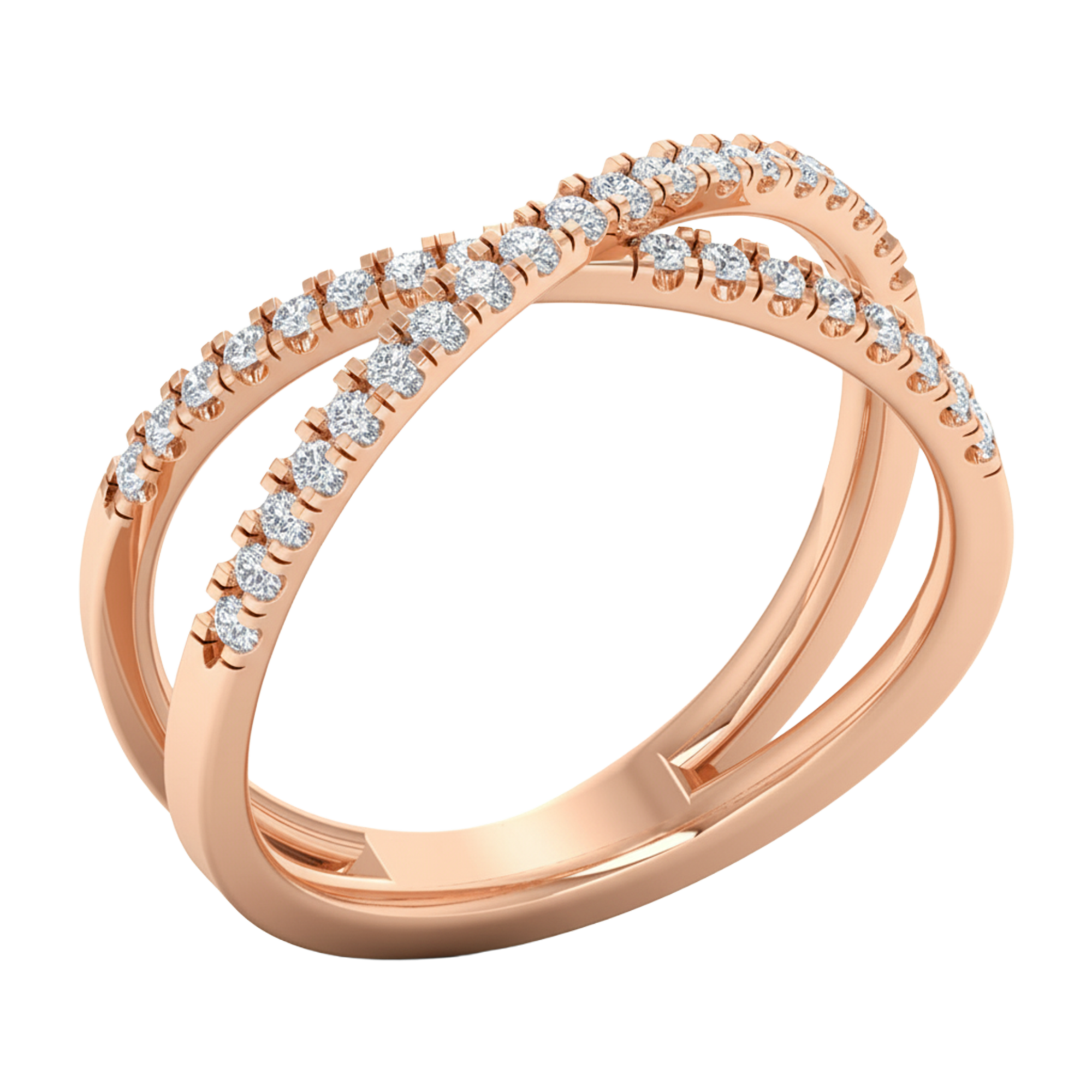 Pavé ring met kruisend banddesign 0.5 karaat