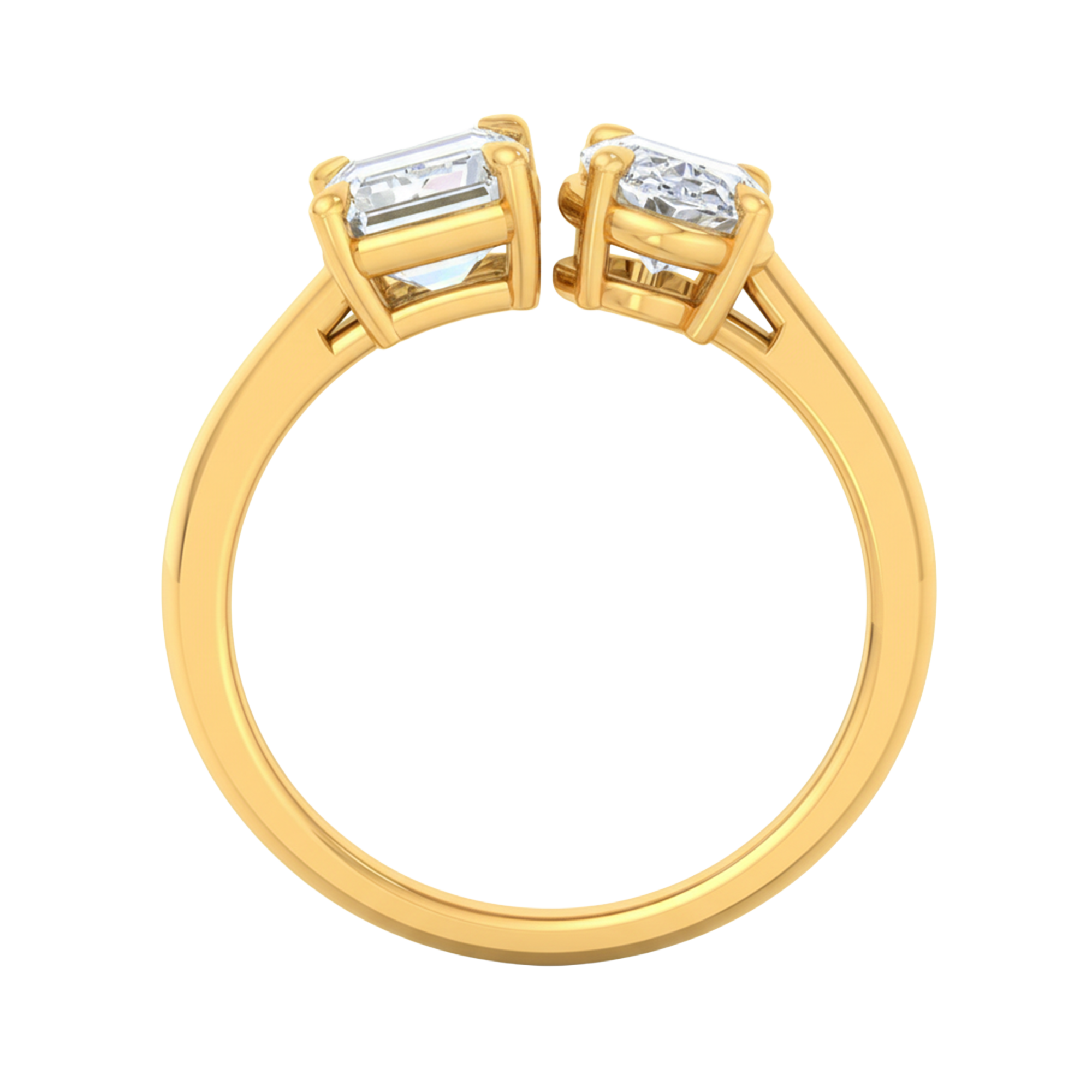 Toi‑et‑moi ring met emerald en ovaal diamant 1,8 karaat