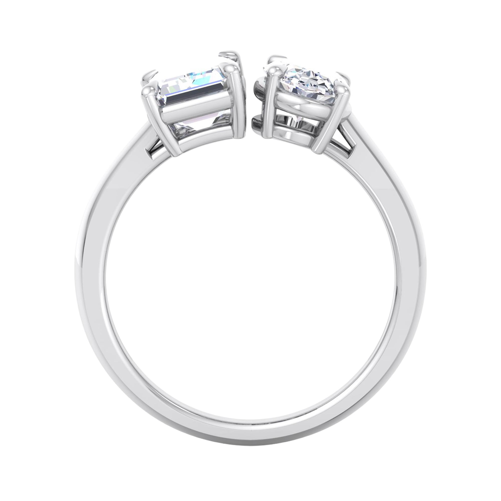 Toi‑et‑moi ring met emerald en ovaal diamant 1,8 karaat