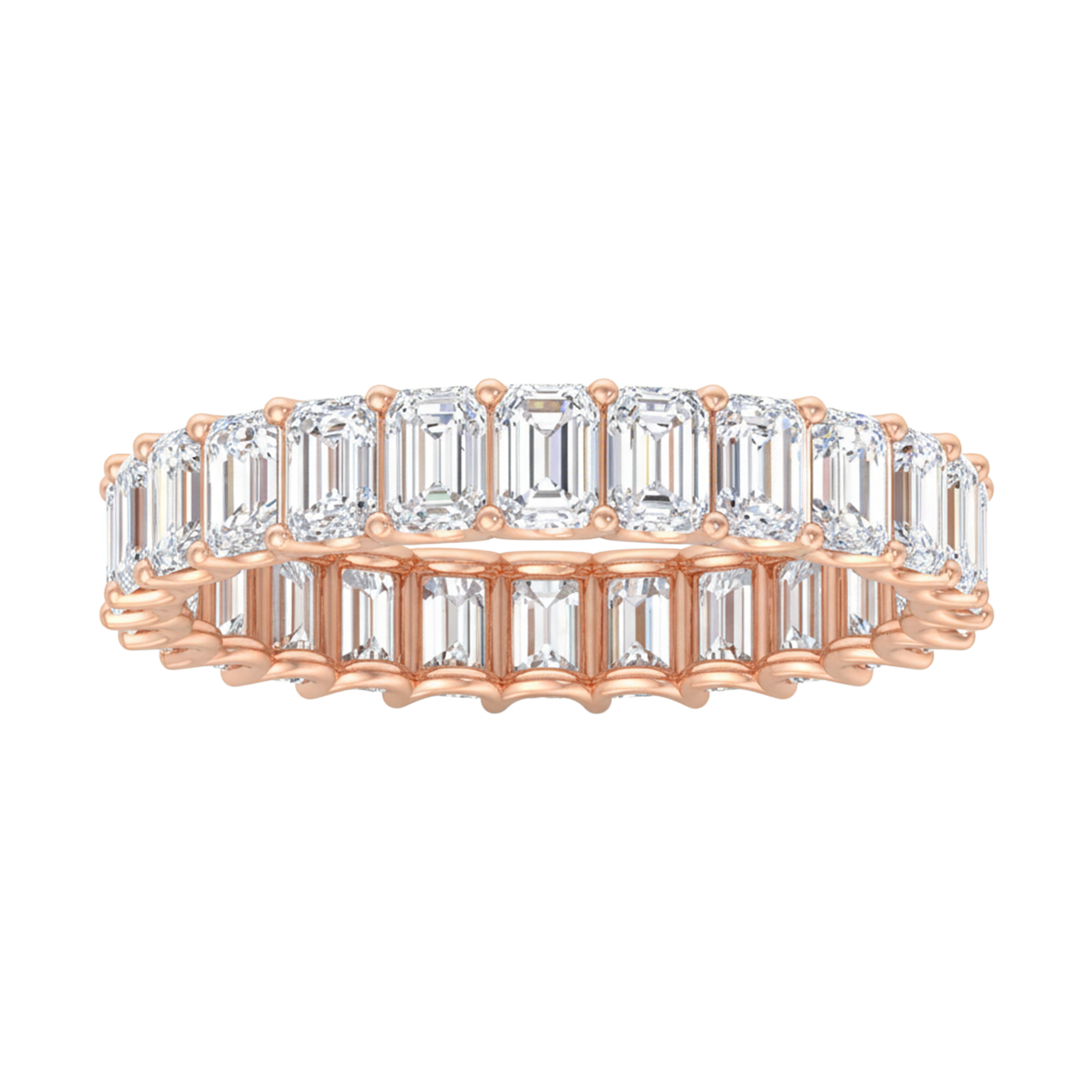 Emerald eternity ring 4.85 karaat luxe aaneengesloten zetting