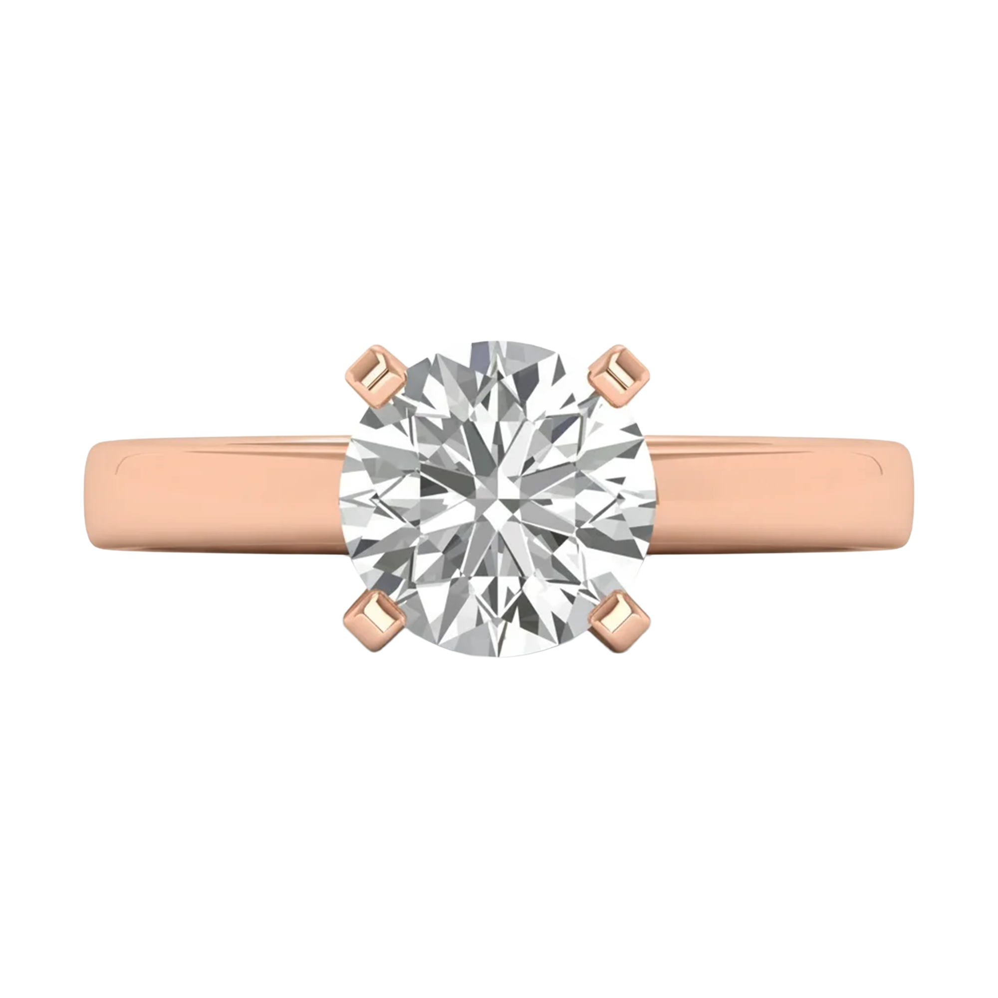 Solitaire Ring met half-round band beschikbaar in 1,1 en 1,5 karaat