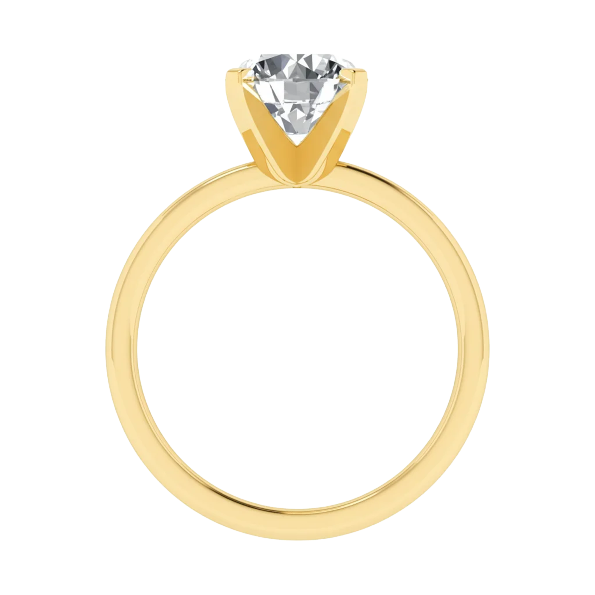 Solitaire Ring met half-round band beschikbaar in 1,1 en 1,5 karaat