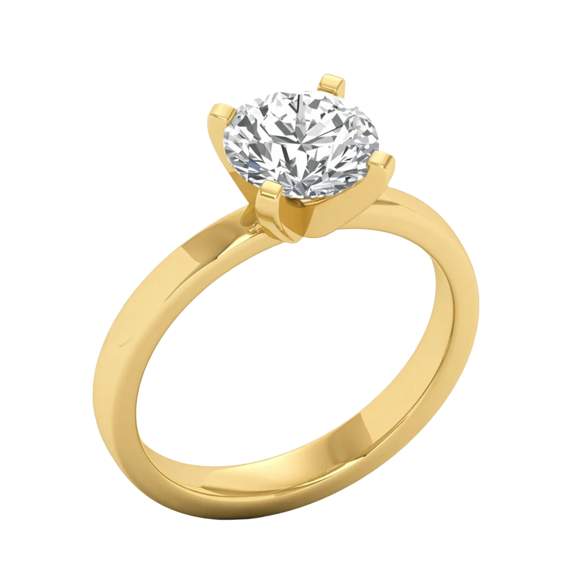 Solitaire Ring met half-round band beschikbaar in 1,1 en 1,5 karaat