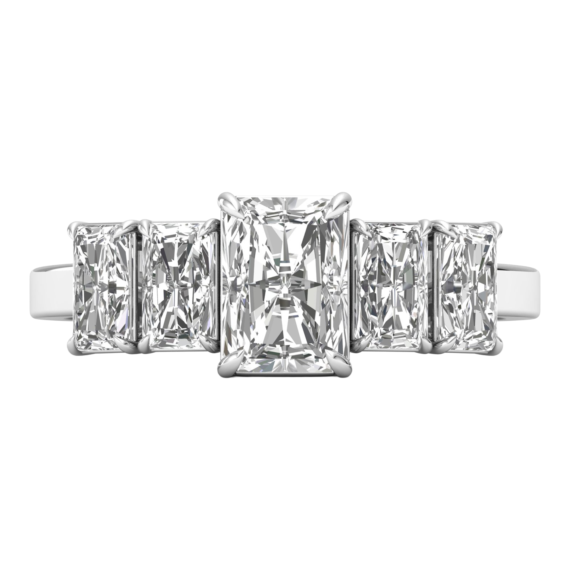 Vijf‑stenen ring met emerald diamanten 2,4 karaat