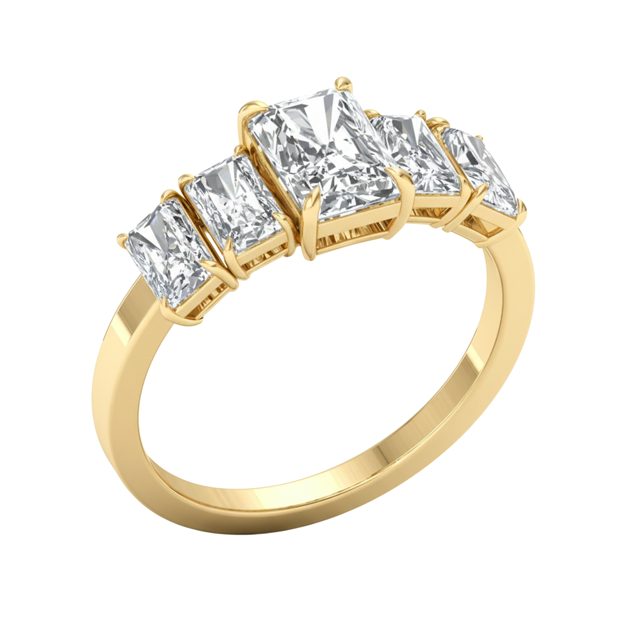 Vijf‑stenen ring met emerald diamanten 2,4 karaat