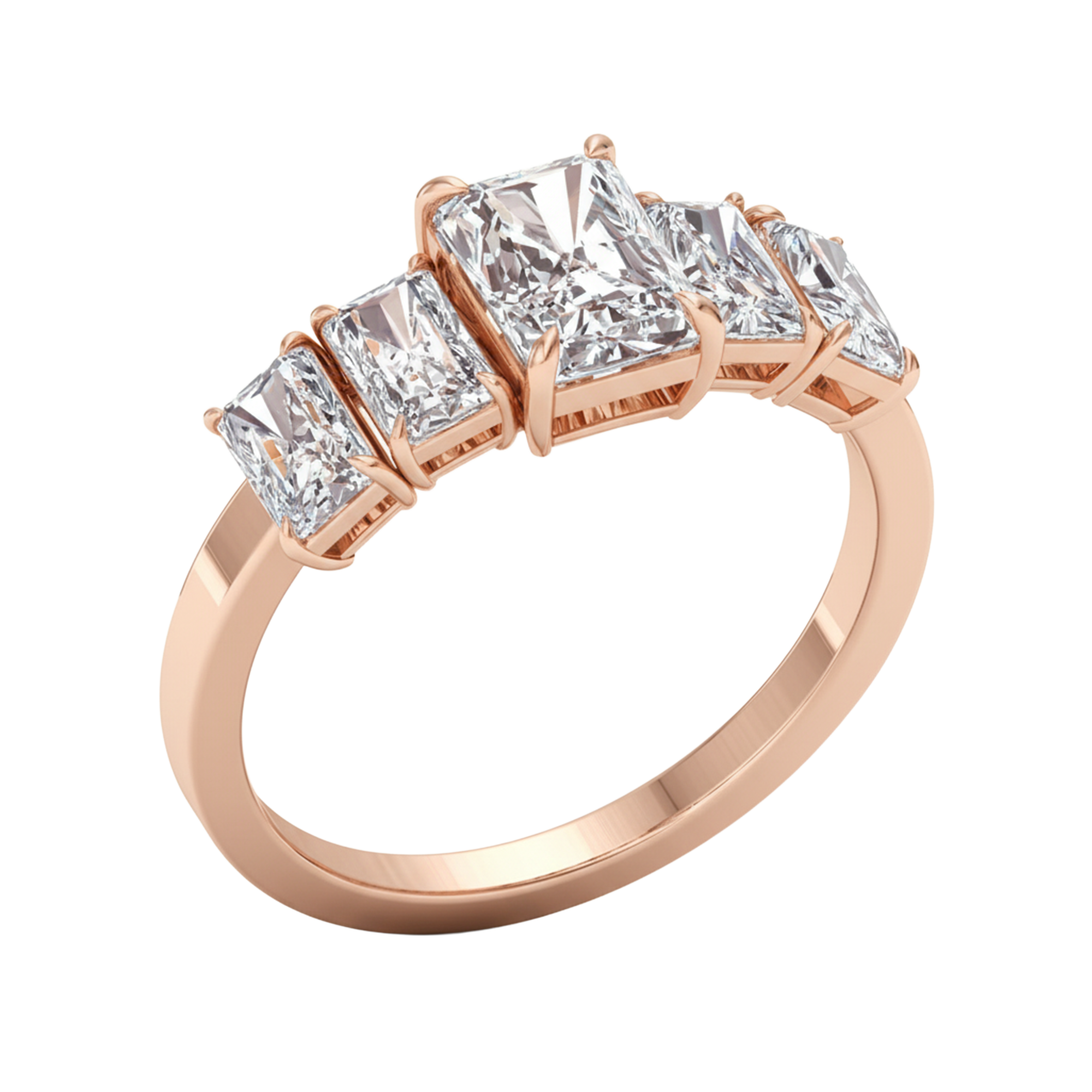 Vijf‑stenen ring met emerald diamanten 2,4 karaat