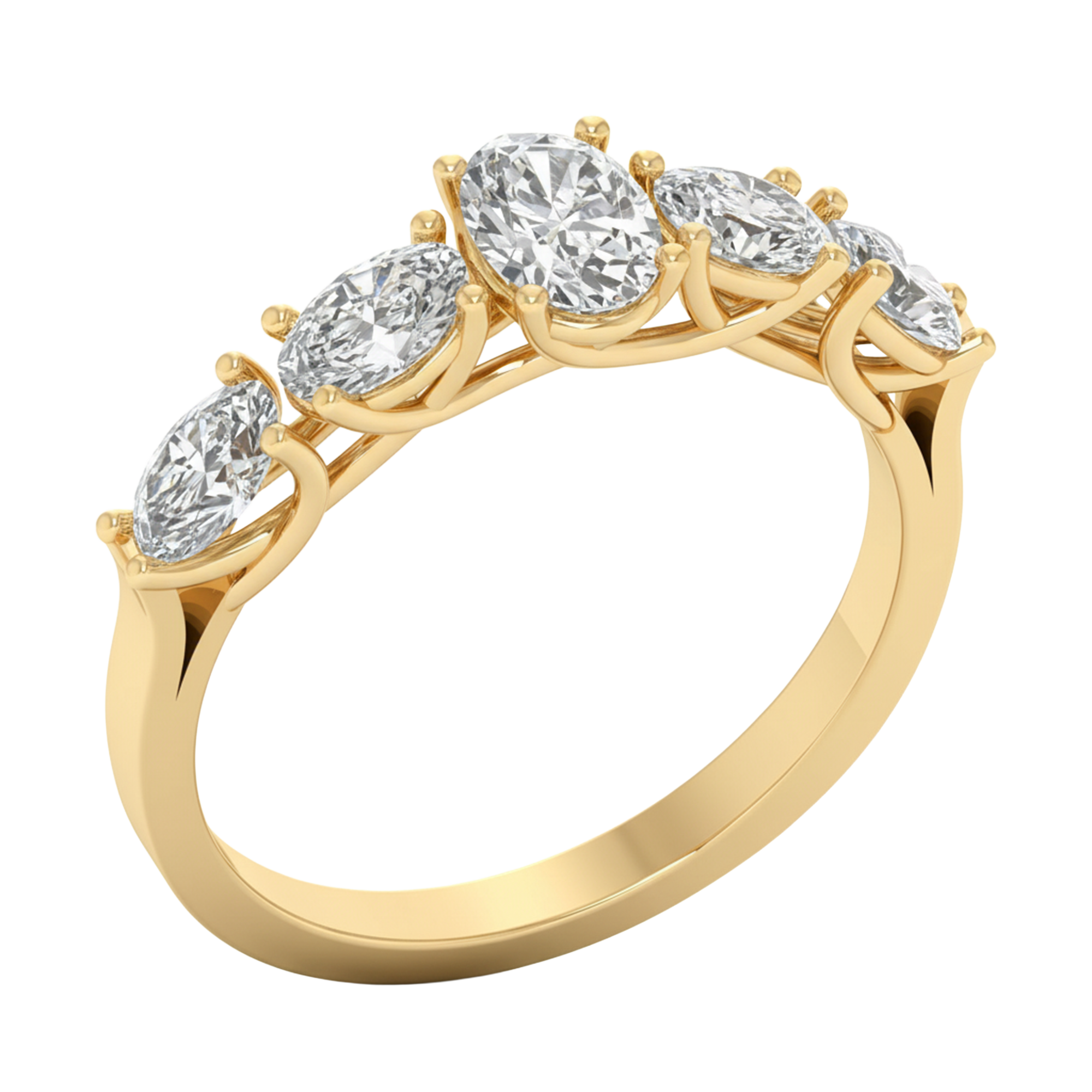 Vijf‑stenen ring met ovale diamanten 1,26 karaat