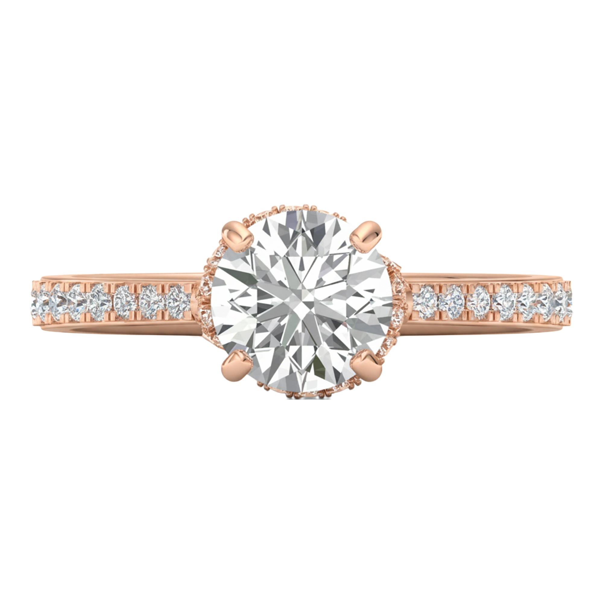 Halo ring met rond cut diamant en diamond wrap gallery 1,95 karaat