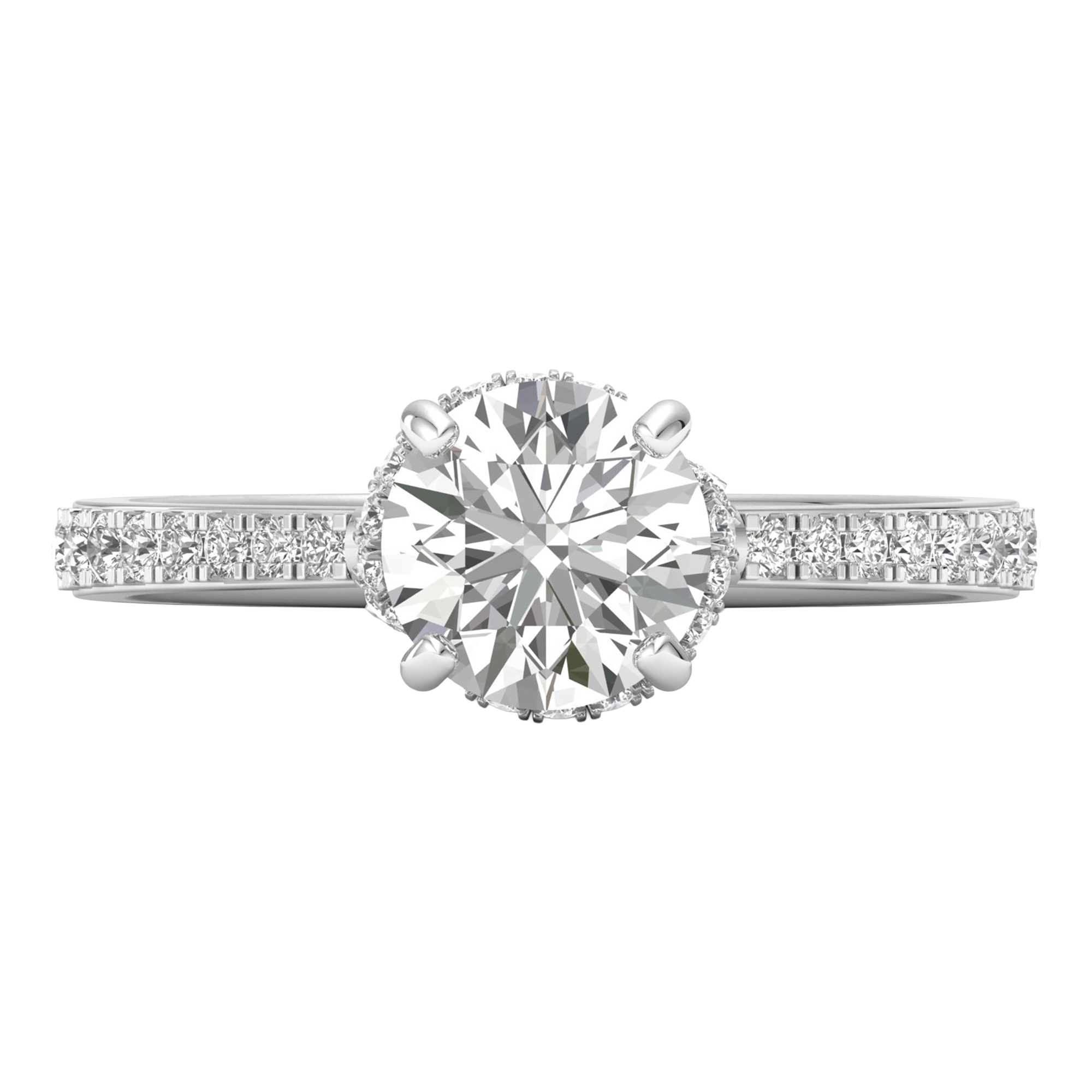Halo ring met rond cut diamant en diamond wrap gallery 1,95 karaat