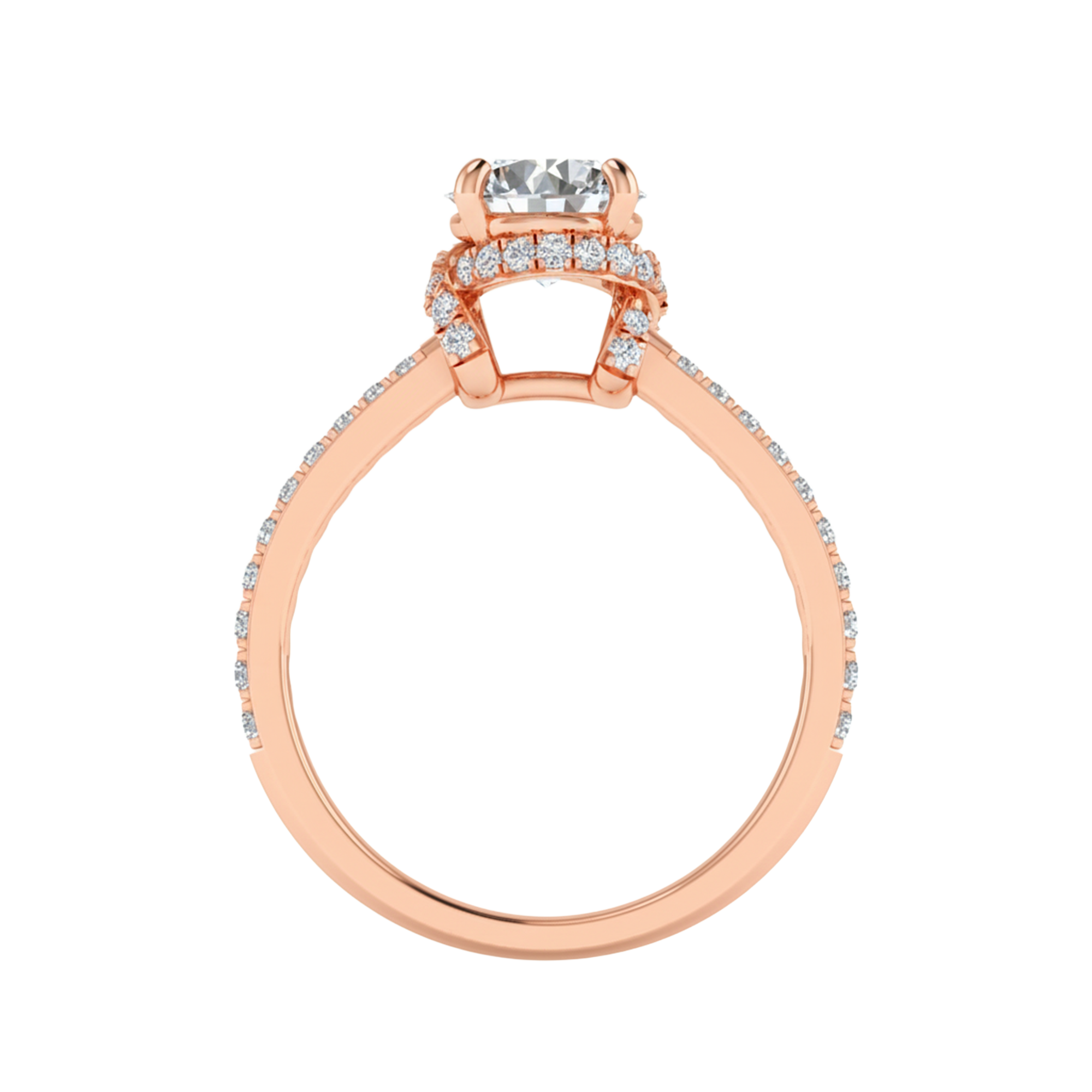 Halo ring met rond cut diamant en diamond wrap gallery 1,95 karaat