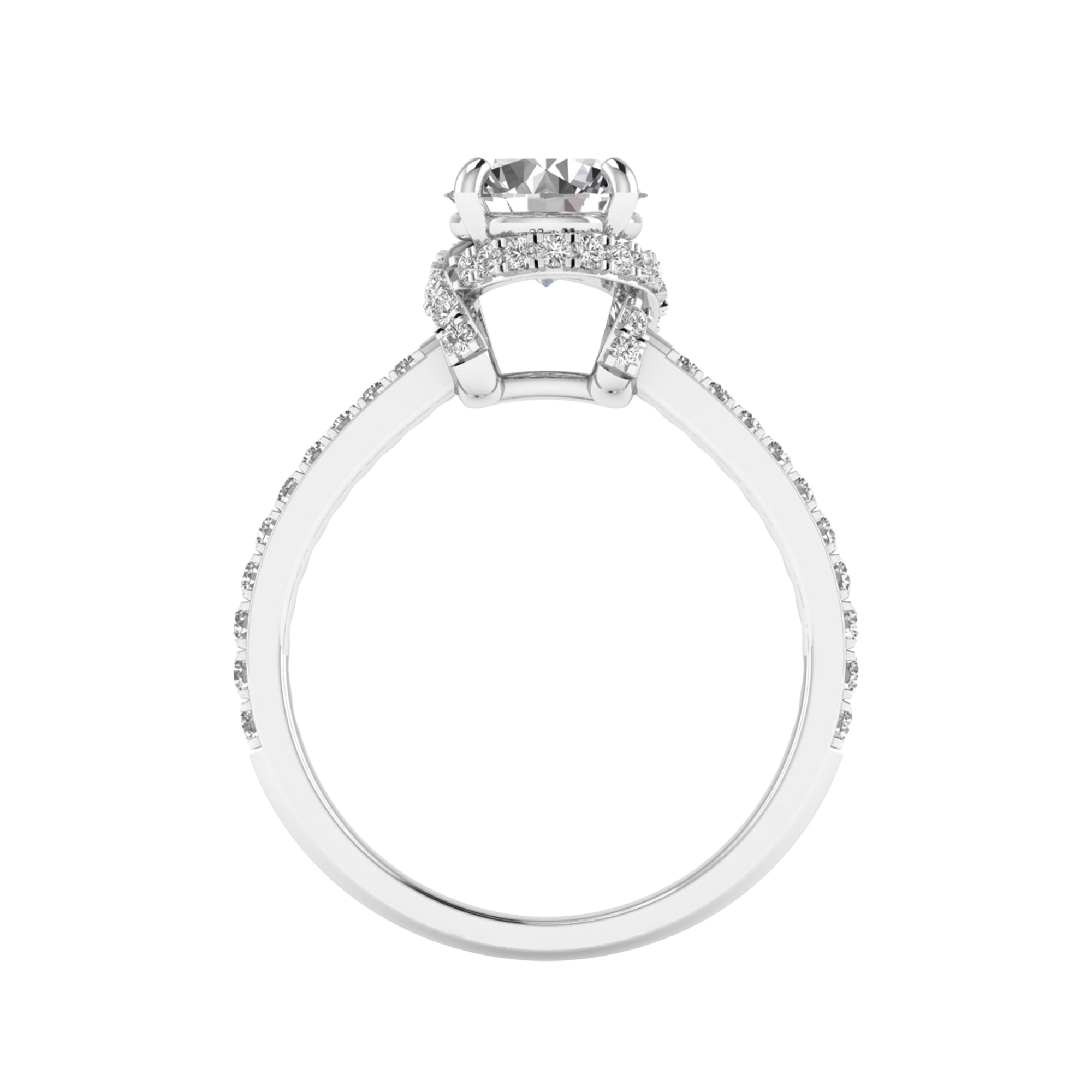 Halo ring met rond cut diamant en diamond wrap gallery 1,95 karaat