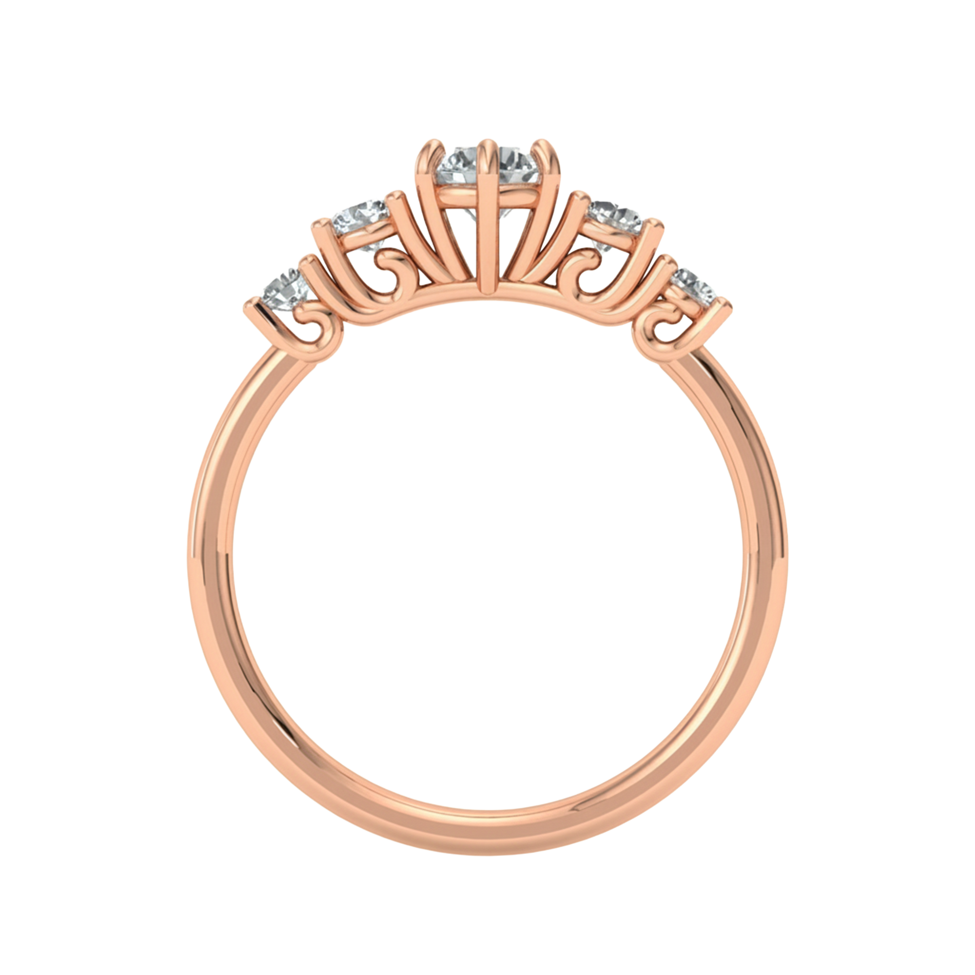 Vijf‑stenen ring met ronde diamanten 0,73 karaat